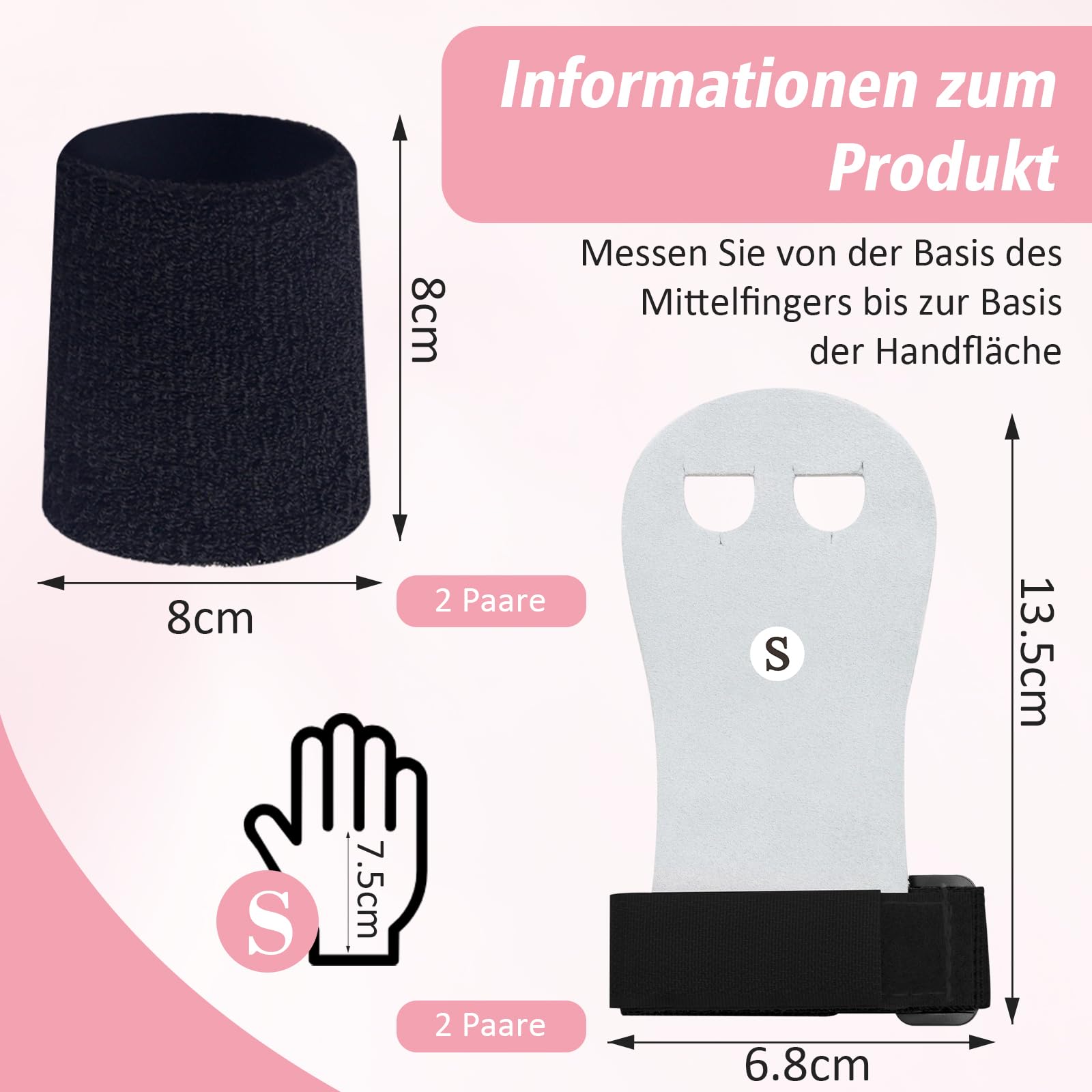 ZYNERY Lot de 2 paires de poignées de gymnastique pour enfants, haltérophilie, fitness, protège-mains et poignets
