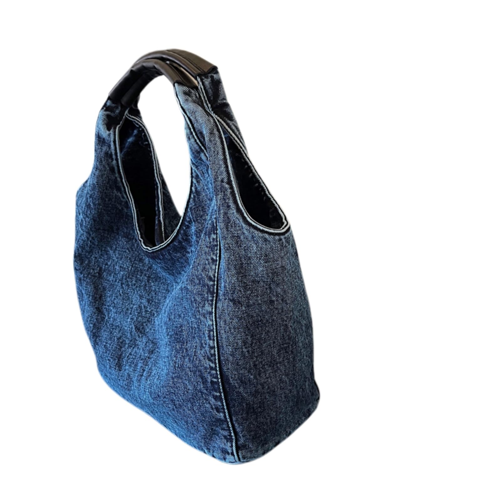 Beauty Case Borsa A Spalla in Denim Casual per Le Donne, Tote Spaziosa con Design retrò Lavato Uso Quotidiano-heihuise-44cmx23cmx13cm