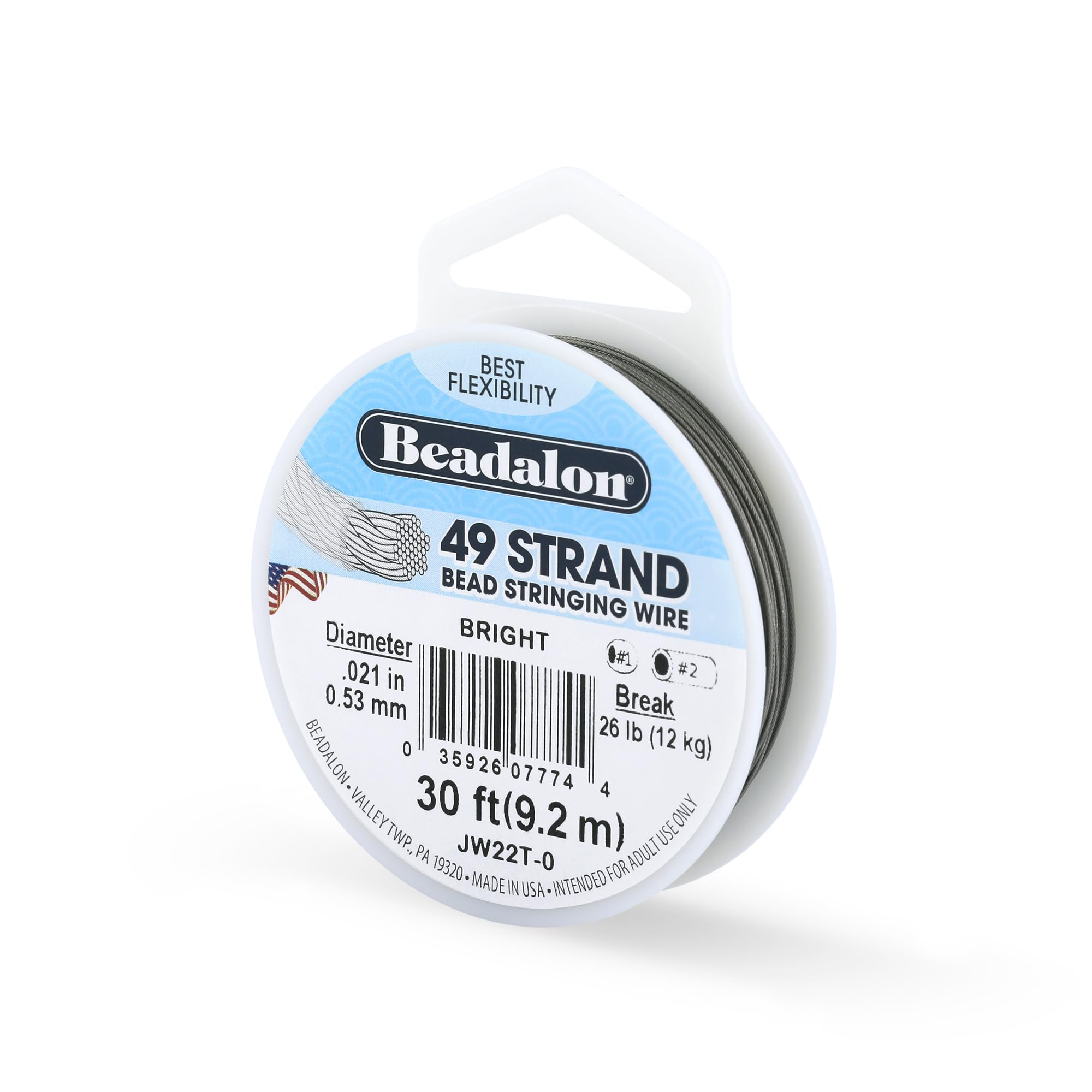 Beadalon 9.2 m Reel 0.53 mm Diameter 49 Strand Wire, Bright
