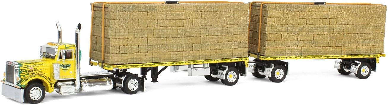 DCP 1/64 Peterbilt 379 Truck & 2 Pup Flatbeds with Hay Loads, 2024 NTTNC Show 69-1815
