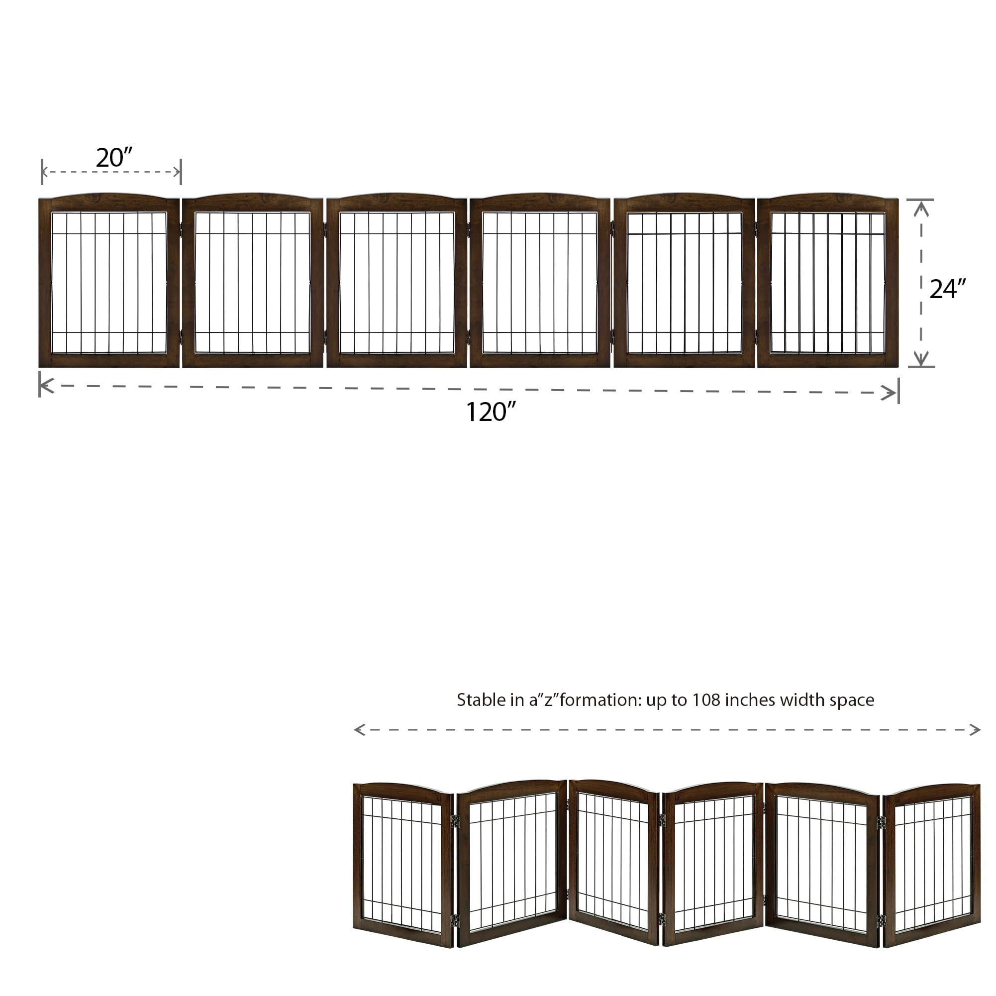 LZRS Sturdy Wood Pet Gate, Freestanding Wire Pet Dog Gate Safety Fence