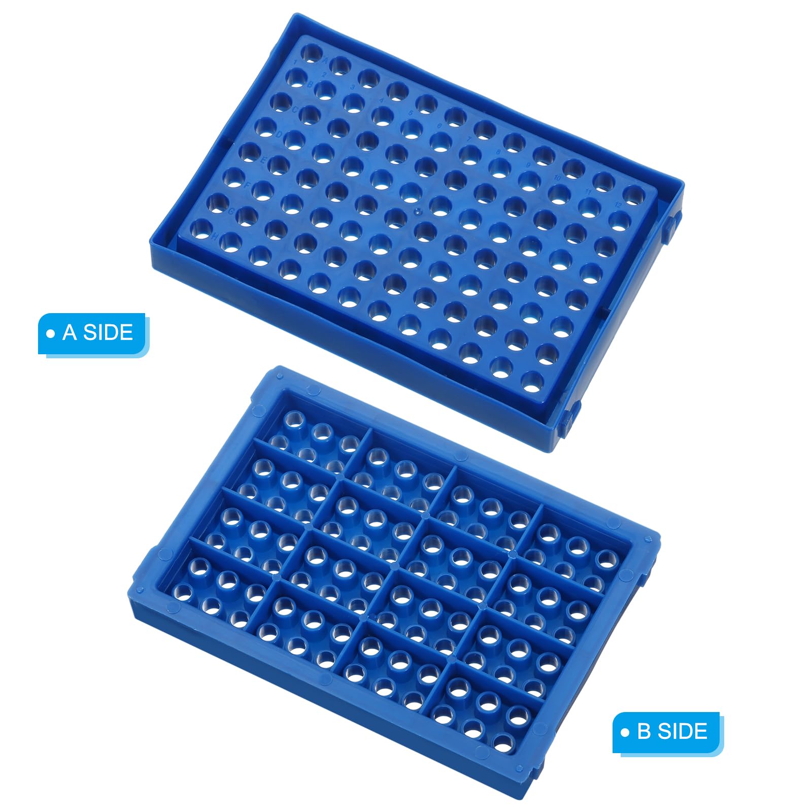 PATIKIL 96-Well PCR Tube Rack Für 0,2ml Röhrchen – 4 Stück, Wasserdicht, PP, Blau