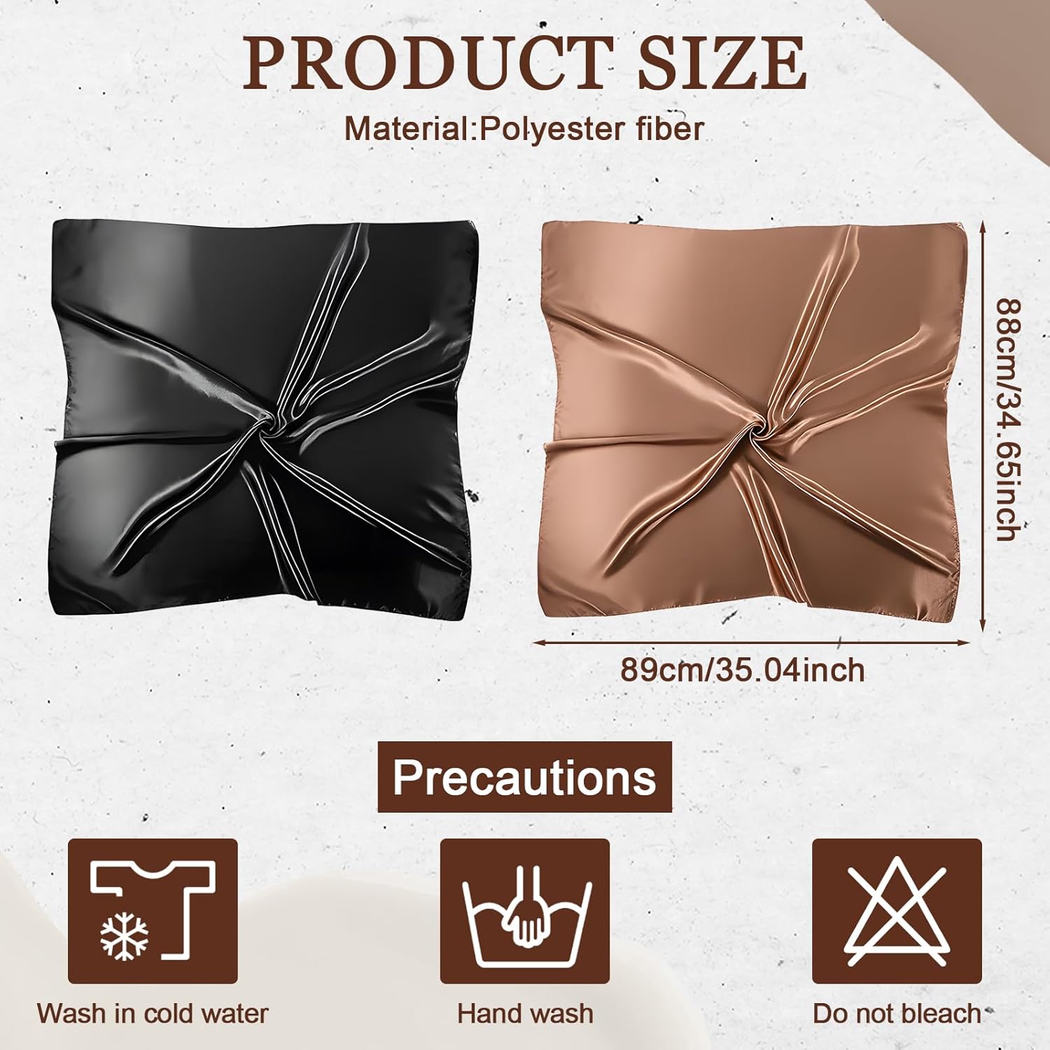 2 Pcs 35” Large Square Satin Head Scarf, Satin Square Head Scarf,Silk Like Head Scarves Silk Bandana,Fashion Hair Wrapping Scarves for Women - Image 2