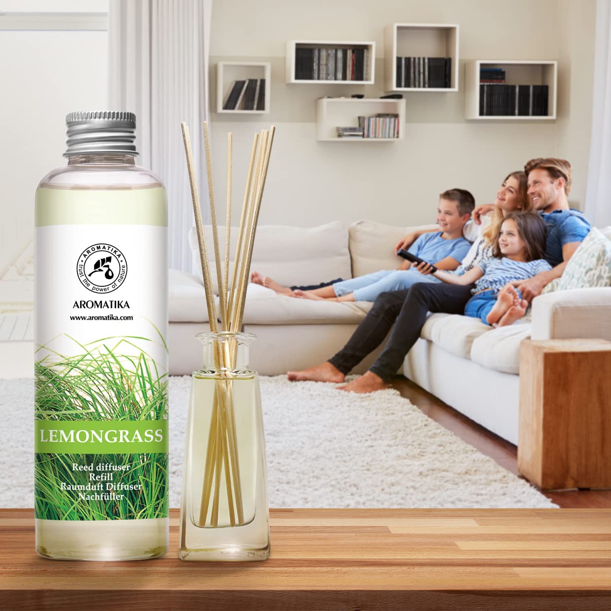 Raumduft Diffuser Nachfüller Lemongrass & ORANGE 400ml - 2x200ml - Nachfüller Set für Duftdiffusor - Reed Diffuser Refill - Raumbeduftung - Zimmerduft - Diffuser Nachfüllen - Raumluft