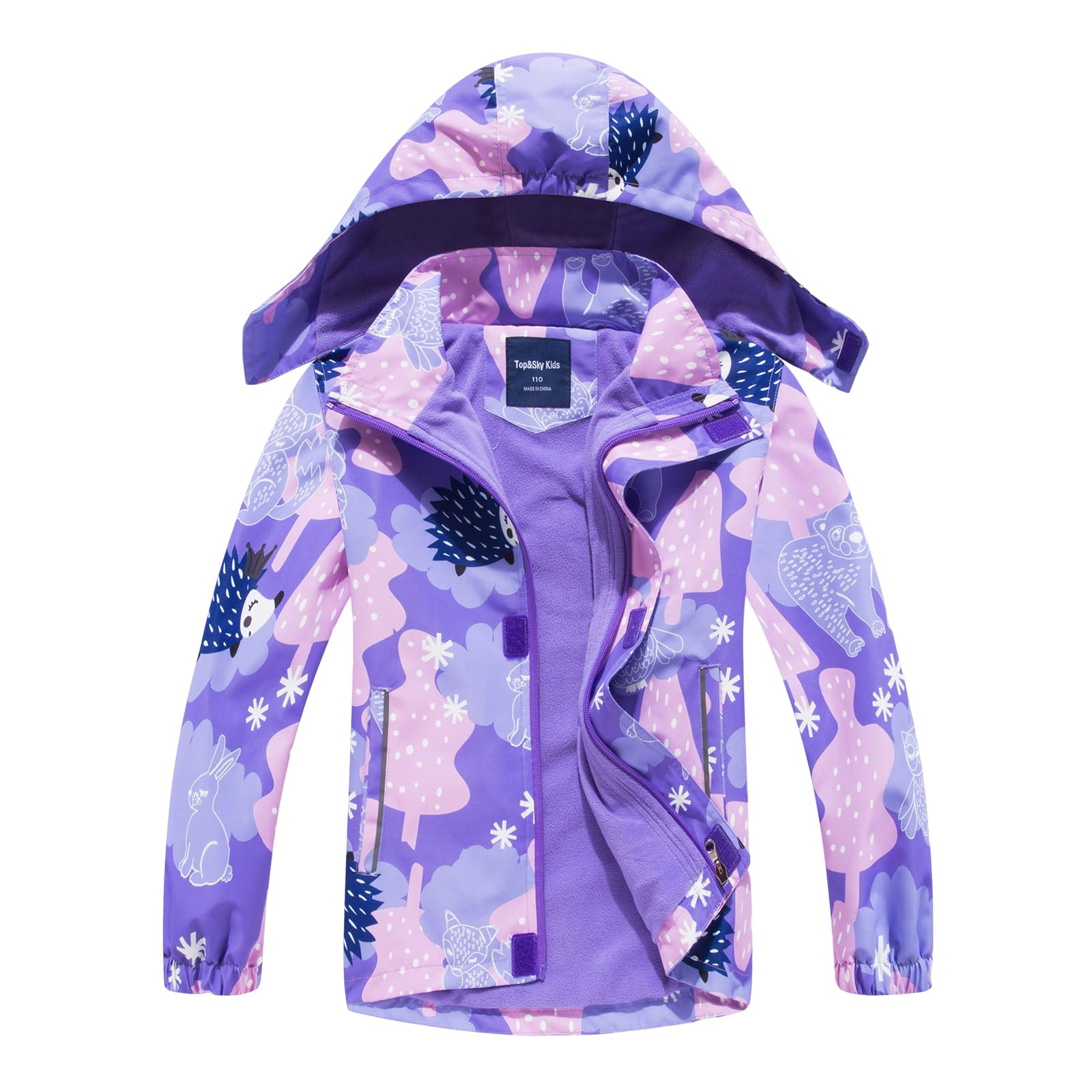 Veste Imperméable Fille Veste Coupe-Vent Chaude et Imperméable avec Capuche Blouson Enfant Légère Polaire Veste de Randonnée pour Outdoor 3-12 Ans