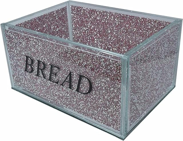 Glamified Pink Crushed Crystal Diamond Sparkly Mirrored Bread Bin Kitchen Gift New Design