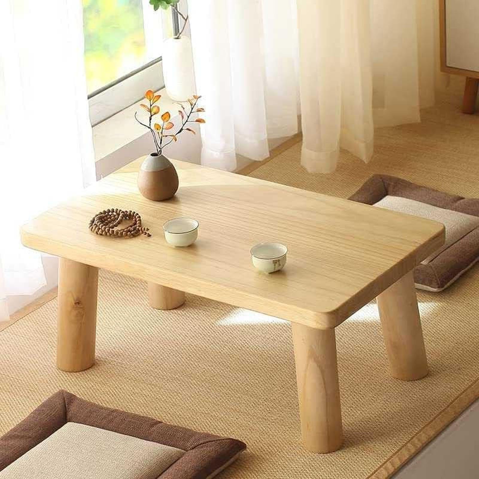 Table basse tatami japonaise en bois table d'appoint stable de sol