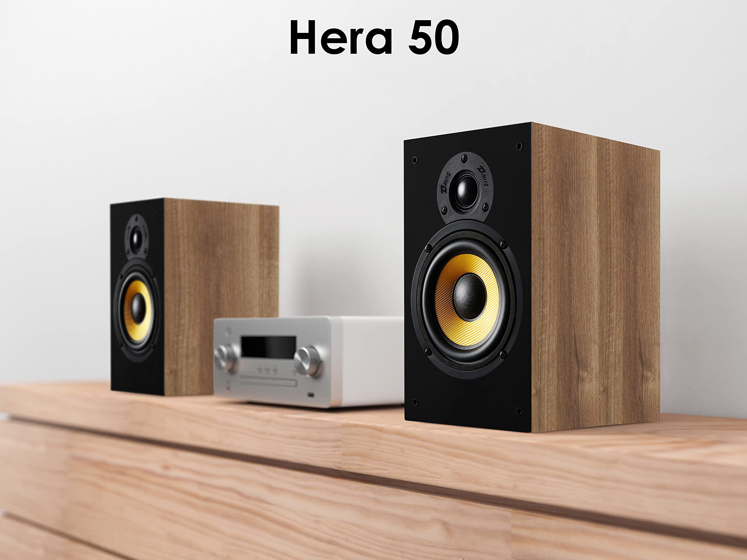 Davis Acoustics Hera 50 Noyer - Paire d'enceintes étagère Passive 2 Voies/2 Haut-parleurs - Vendue à la Paire