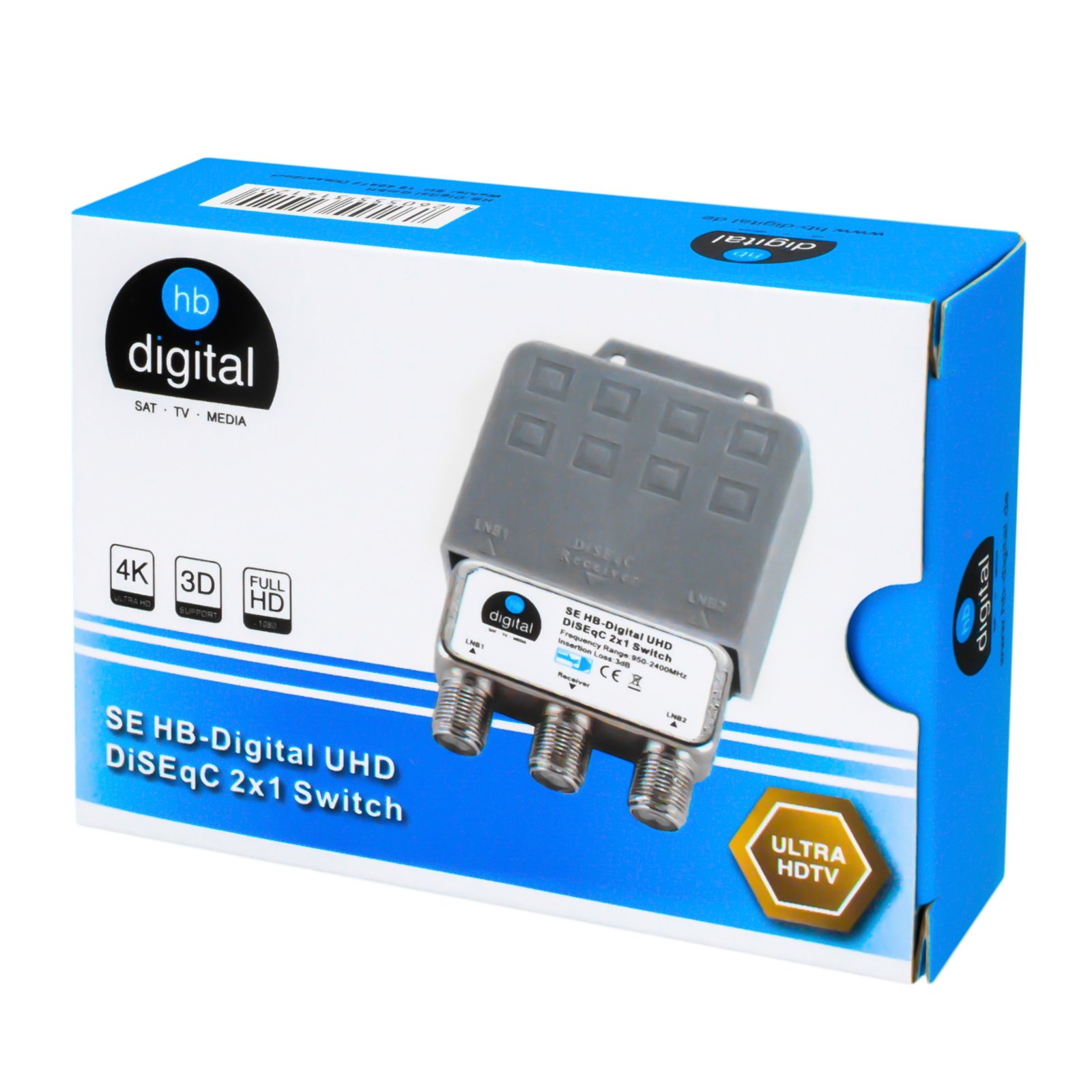 HB-DIGITAL DiseqC Commutateur avec boîtier de protection contre les intempéries Full HDTV 3D 4K UHD