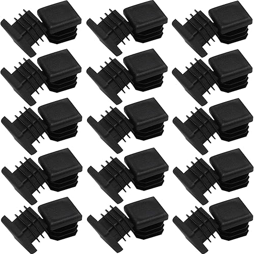 Tapones de extremo de tubo cuadrado de 34 pulgadas, paquete de 30 tapas de extremo de poste de tubo, tapones cuadrados de plástico negro de 0.748 in