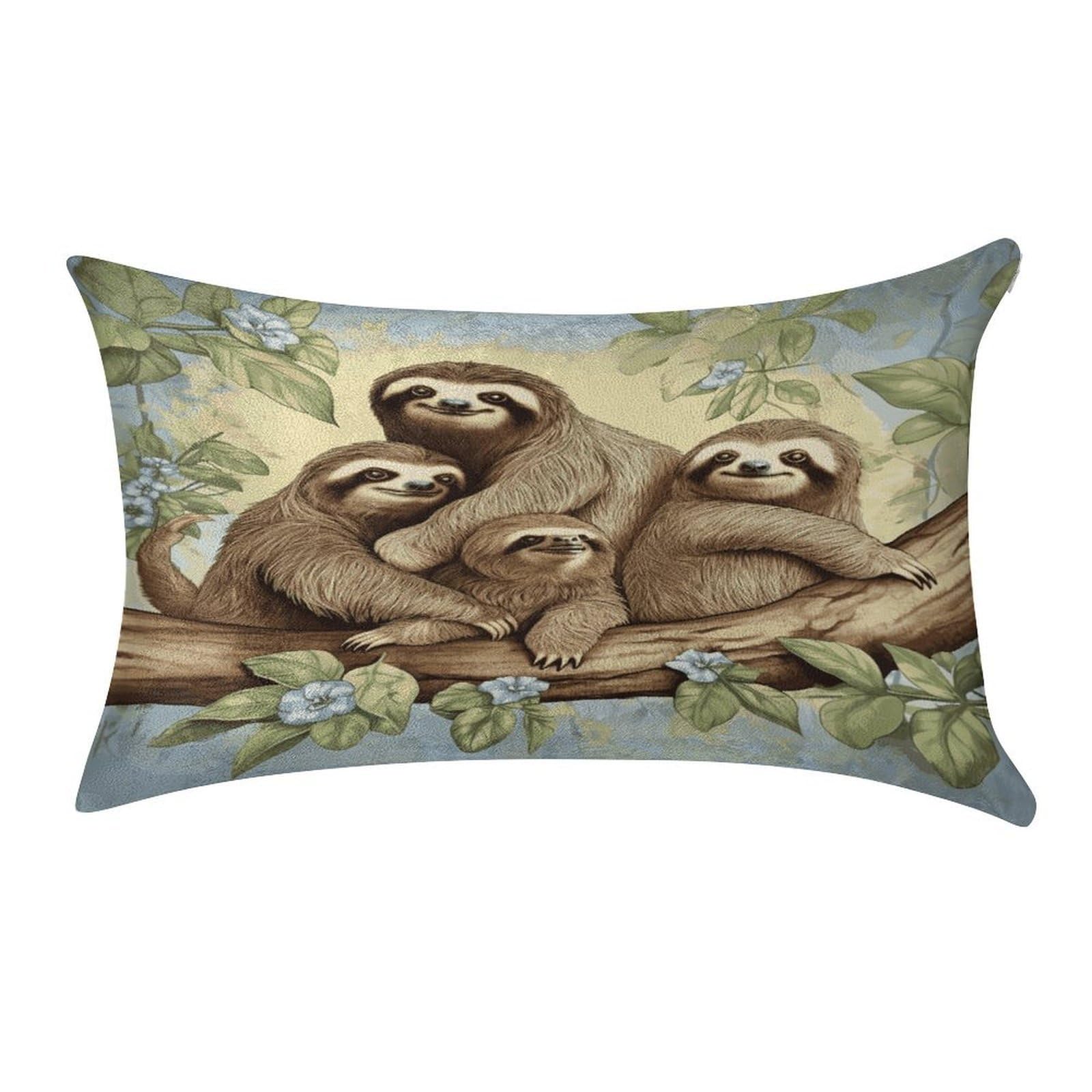 MUSM Sloth Family Pillow Case 12"X20" Luxury Velvet Throw Pillow Cover Fade Resistant Cozy Soft Pillowcases Pillow Protector Pillow Shams Lumbar Pillow Shells for Home&Gifts
