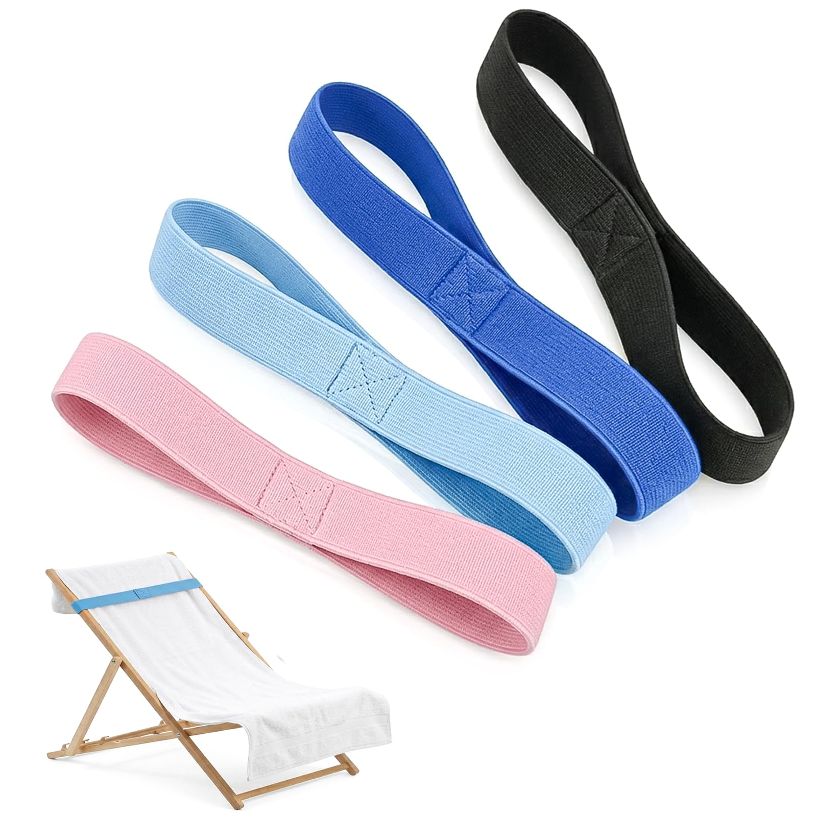 Beach Towel Bands, 4 Pcs Sun Loungers Towels Band, 2.5cm Wide