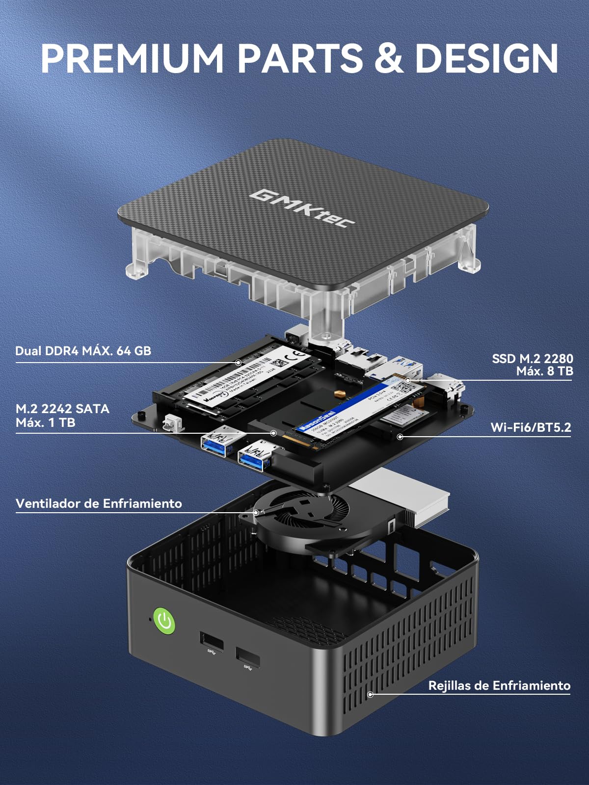 GMKtec G3 Pro Mini PC, 16 GB RAM 256 GB SSD M.2 Intel i3-10110U 4,1 GHz Mini Ordenador de Escritorio con Soporte VESA para Oficina, hogar, Empresa, HTPC, Proxmox, Doble Pantalla 4K, WiFi 5 - 5