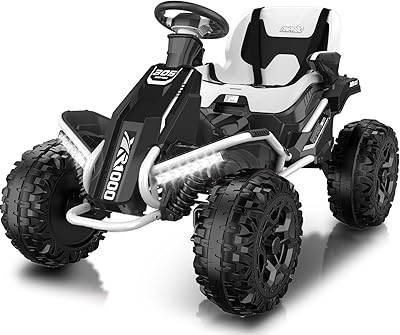 ANPABO 24V 4x4 Ride On Toy for Big Kids, 4x200W Motors, 5MPH, Kids Car w/Parent Remote, Wide Adjustable Seat, Headlights, Metal Frame, Shock Absorbers, 4 Wheeler Quad, Red