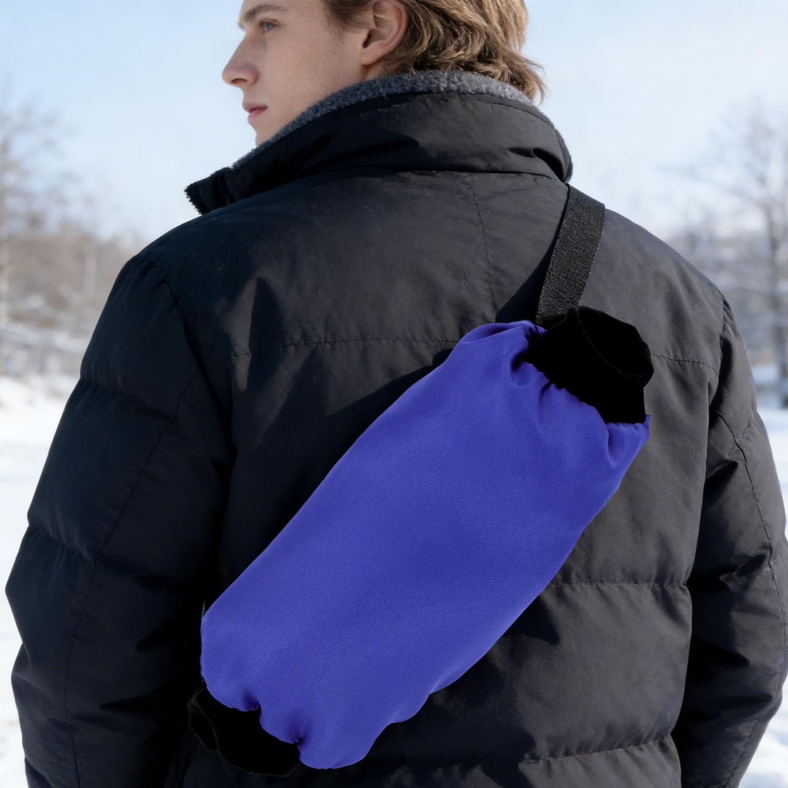 Calentador de Manos de Fútbol Azul de Poliéster con Cremallera | Diseño en Forma de Balón, Retención Térmica para Práctica al Aire Libre, Fácil de Llevar