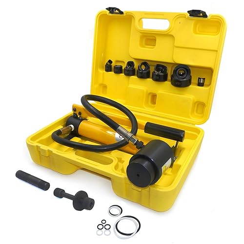 Miniatura 9 de HTTMT - Juego hidráulico de perforación perforadora de 6 troqueles bomba manual (0.630-2.008 in, 58" - 2 164") 8T PN ET-TOOL006-AMARILLO