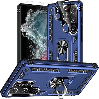 Yiakeng for Samsung Galaxy S22 Ultra Case with HD Screen Protector Blue