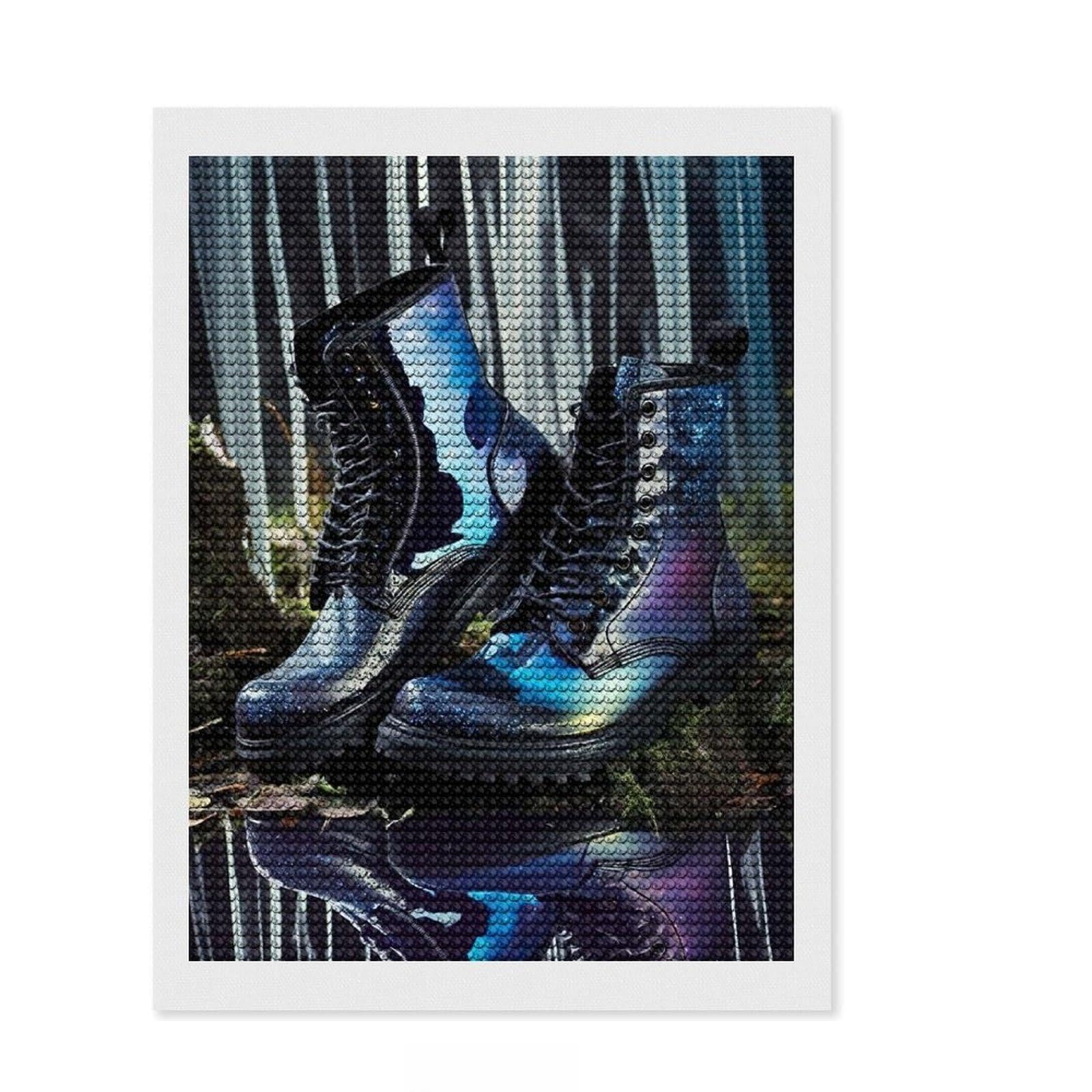 Junmoney Fashion of Boots Full Drill Diamond Painting Kit 12"x16", Office Decor, for Beginners, Full Kit Included, Christmas Gift