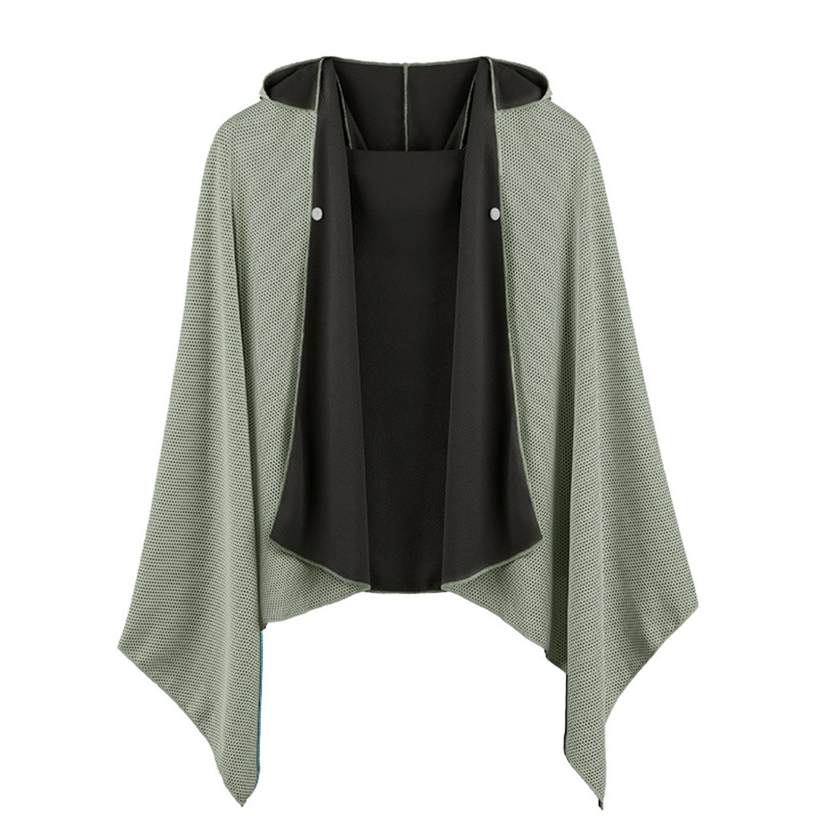 TWISAXC Durable Button Towel Easy To Wear And Off For Active Lifestyles Cape Hooded Bathrobe Sun Cape Sweat Towels, gray