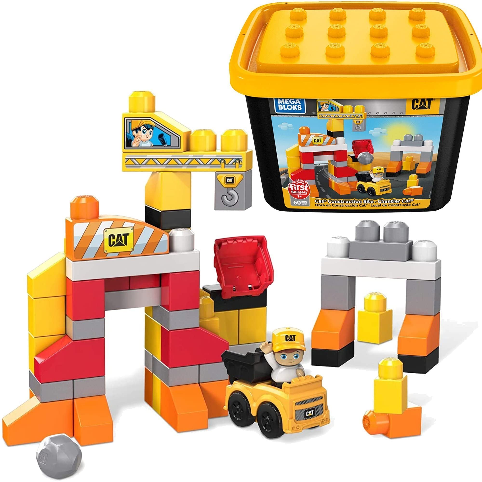 Mega Bloks CAT – Unité De Transport D’engins – 783 Pièces, 4 Figurines, Bulldozer Et Pick-up à Construire, Dès 5 Ans