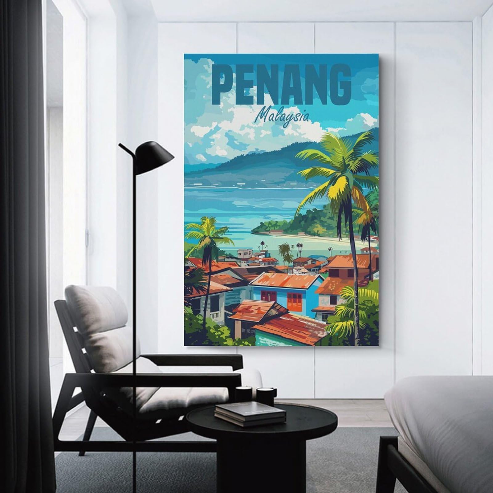 Junmoney Penang Malaysia Canvas Wall Art, 08x12inch(20x30cm), for Bedroom, Guest Room Or Reading Nook, Decorative Wall Art for Cosy Rooms
