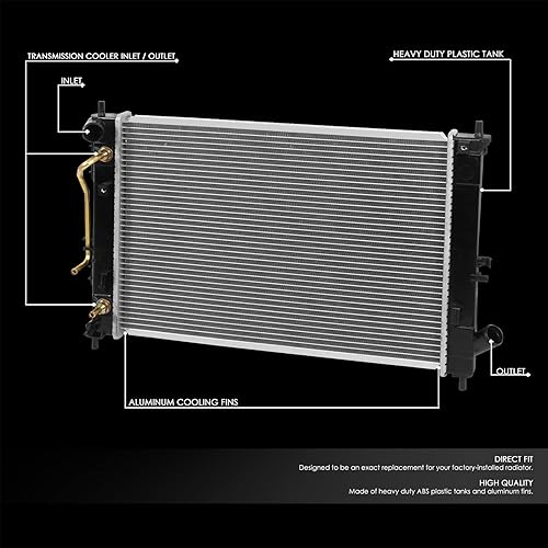 Miniatura 13 de DNA Motoring OEM-RA-2392 Radiador de enfriamiento de aluminio de 1 fila estilo OE compatible con 01-02 Kia Rio 1.5 AT, 25-1/2 pulgadas de ancho x