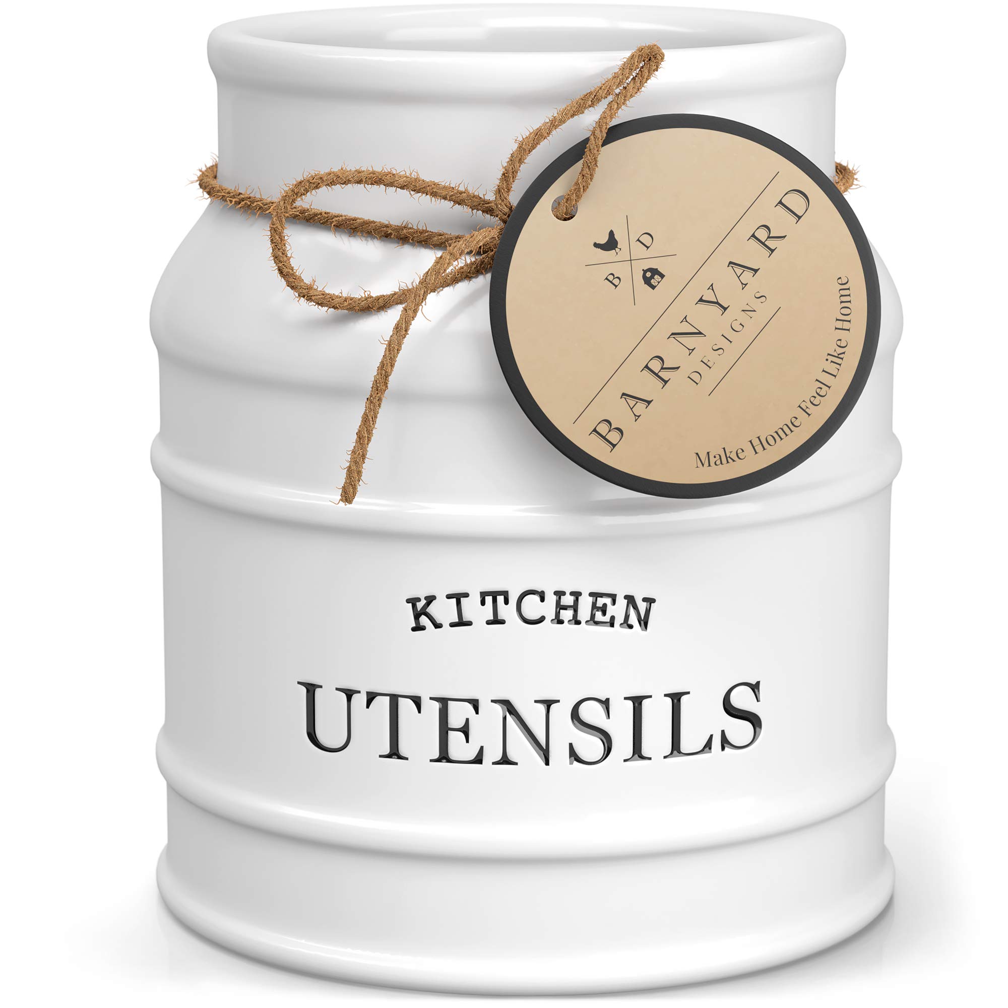 Barnyard Designs White Ceramic Utensil Crock Keramik-Utensilientopf, Weiss/opulenter Garten