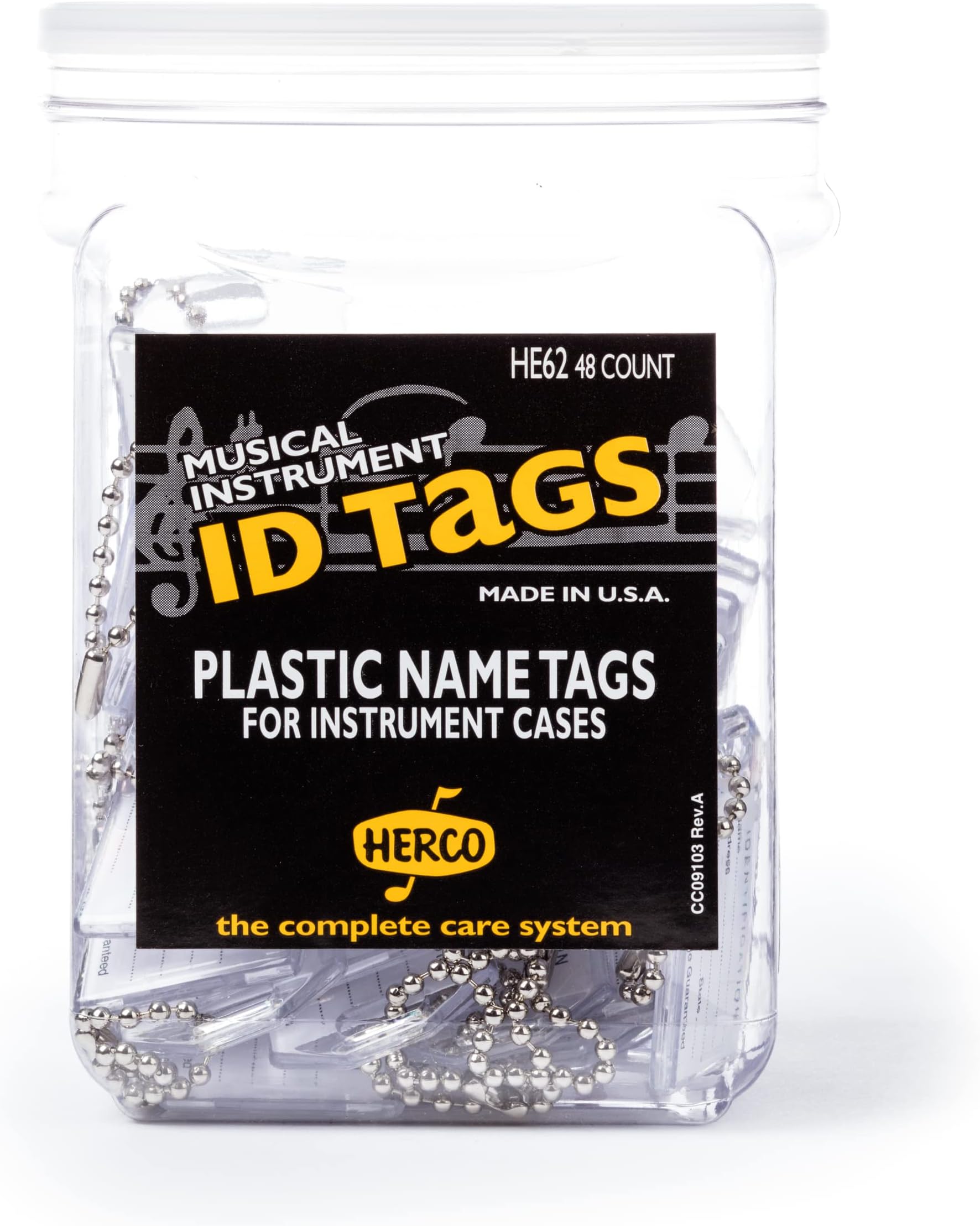 Herco HE62 Plastic Instrument Case I.D. Tags, 48/Jar
