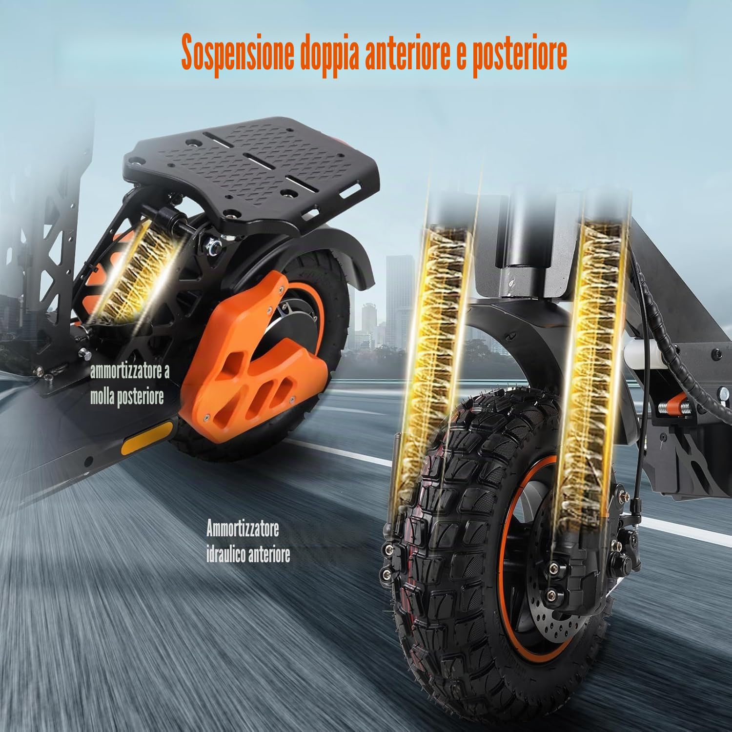 V5MAX Monopattino Elettrico Pieghevole, 48V 18Ah, 30-45Km di Autonomia | Limite Di Velocità Sbloccabile, Display Alta Definizione, Pneumatici 10", Sedile, Bauletto, Doppia Sospensione&Freno a Disco