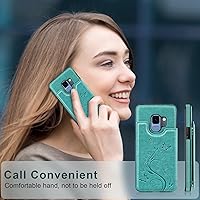 Vista 6 de Korecase Funda tipo cartera para Samsung Galaxy S9 Plus con ranura para tarjetas, funda de piel sintética con tapa para mujer, funda protectora a