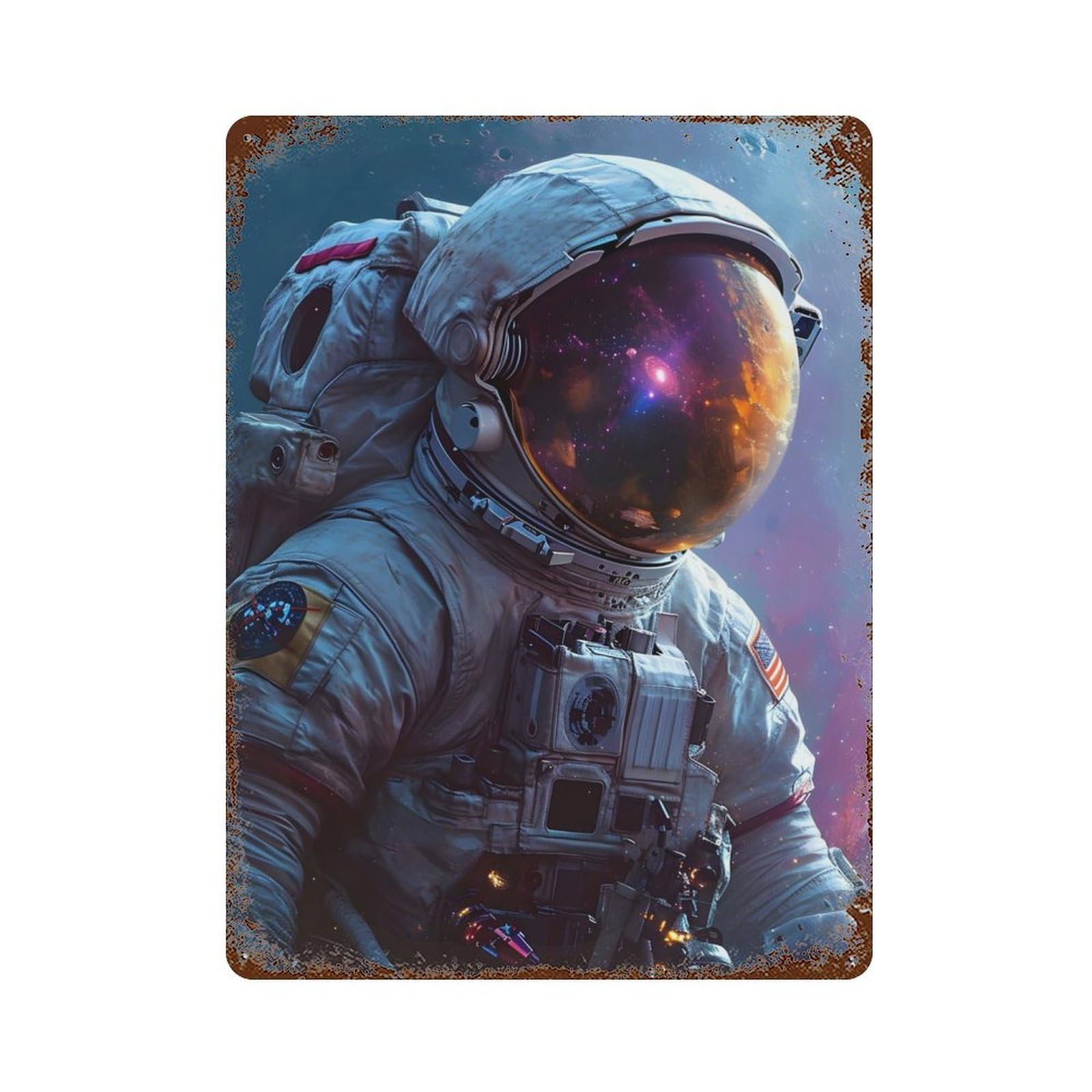 Astronaut in Space Vintage Rust Metal Sign 15.7"x11.8", for Basement, Hobby Room And Garage Decor, Farmhouse Wall Decor