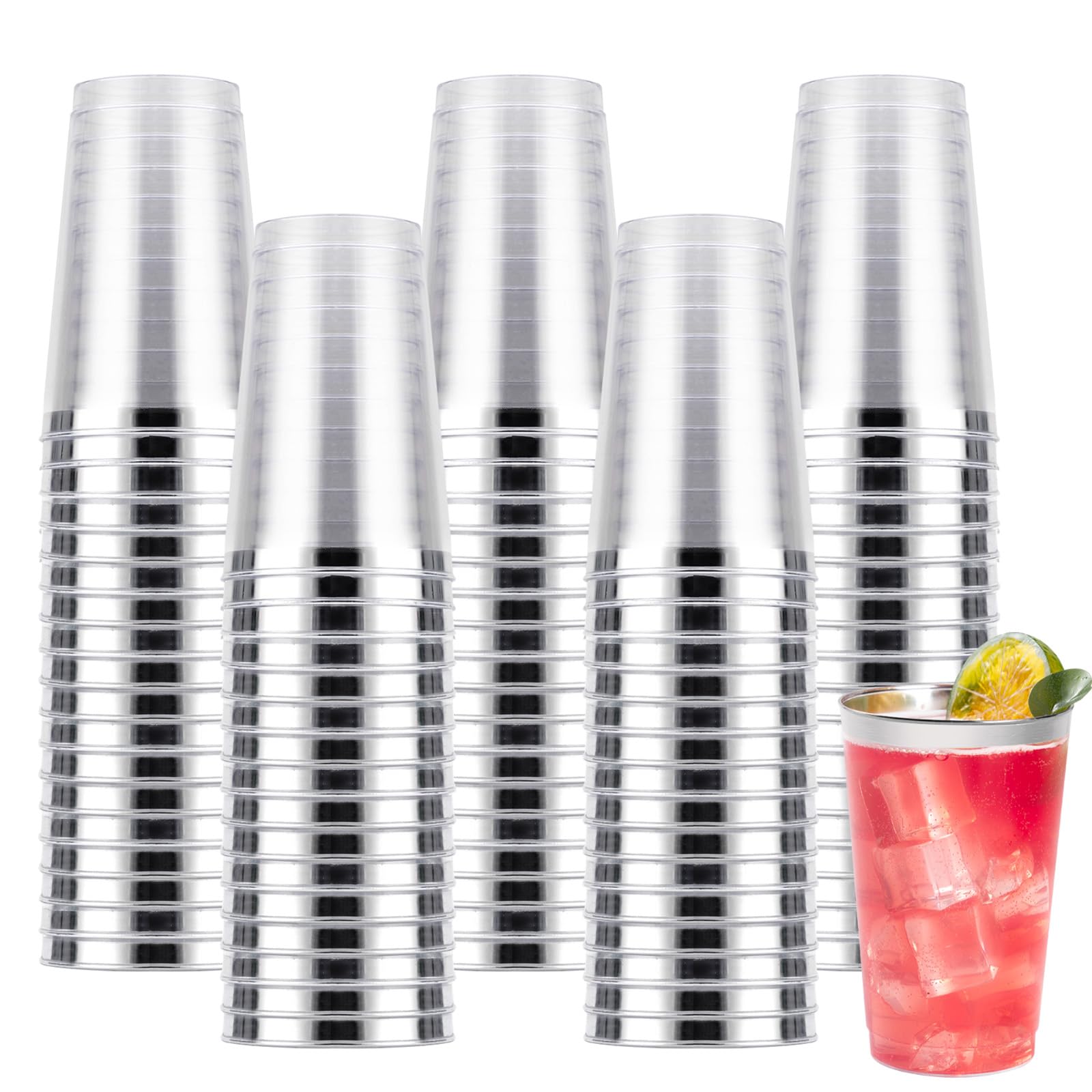 Goodluck 50PCS 9oz Plastic Cups for Party, Disposable Silver Plastic Cups — Amazon image 16