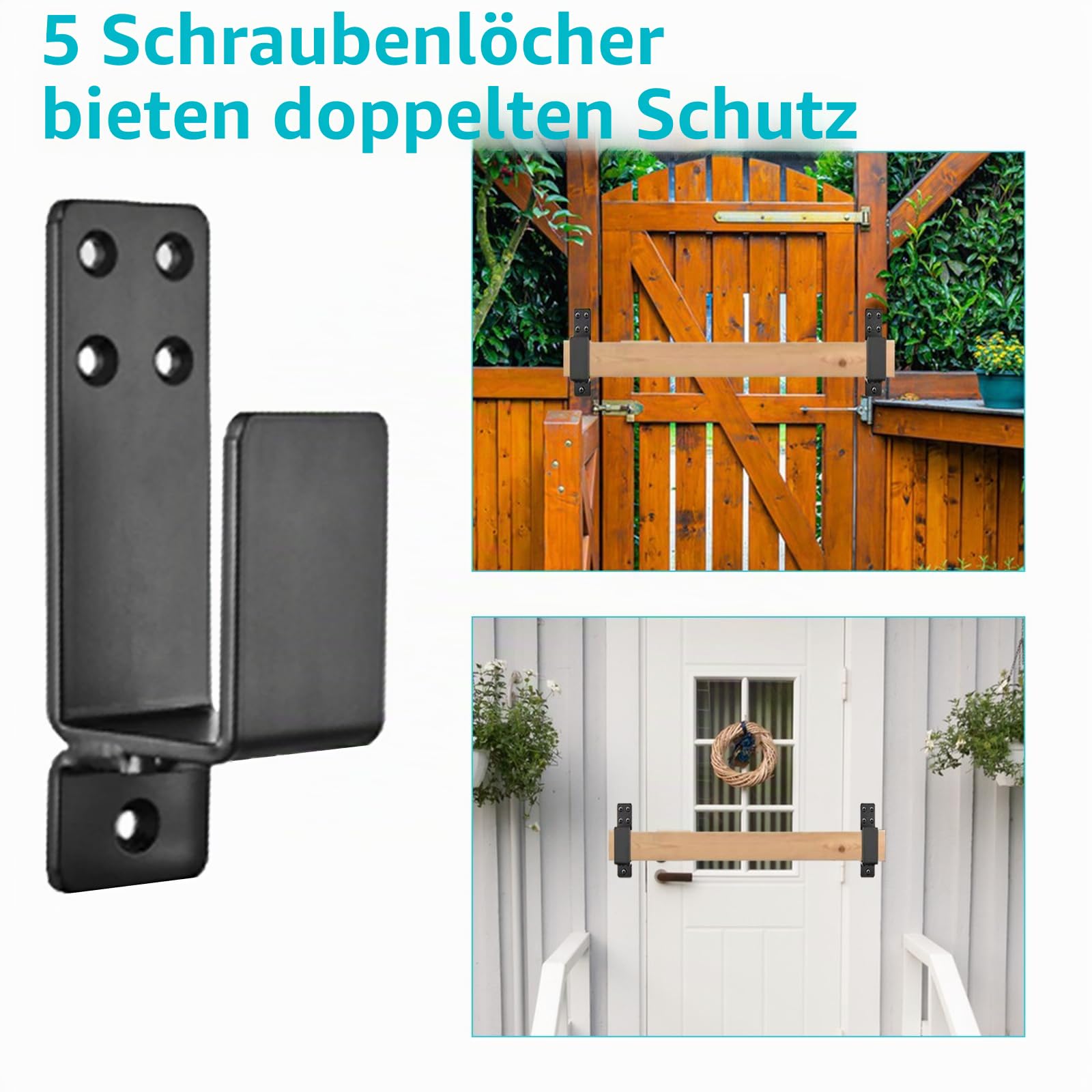2 x 4 Tür Barricade Klammern, 4 Stück U Winkel Halterung für 2 x 4 Lumber mit 20 Schraube, Metallwinkel Sicherheitstürschloss Halterungen für verstärkte Scheune Schuppe Garage Türschloss(Schwarz)