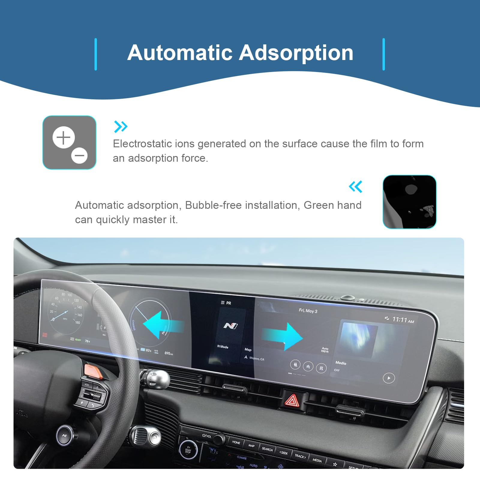 GAFAT Compatible con Hyundai Ioniq 5 Facelift 2025 2026 2027 Navigation Protector de Pantalla, Ioniq 5 2025 Ioniq 5N N Line Navigation + Cockpit Protector de Vidrio Templado, 9H Antiarañazos