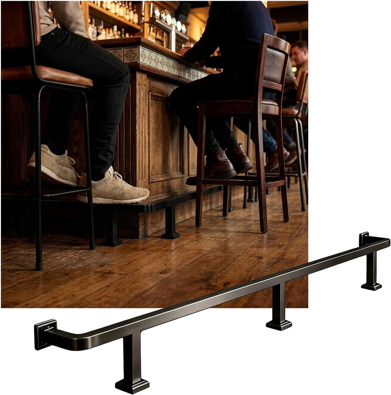 Kanduo Bar Foot Rail Kit Brushed Stainless Steel Bar Foot Rail，Wall Mount Bar Foot Rest Kit for Home & Commercial Bars(Schwarz,2.0M/6.56FT)