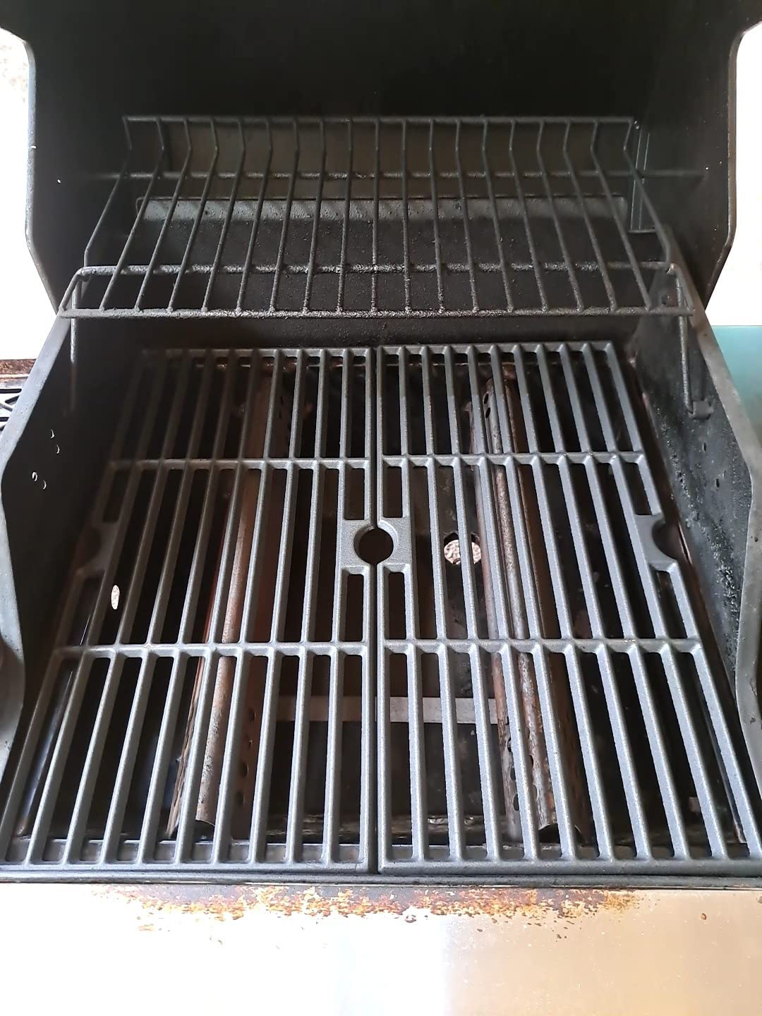 GFTIME Zestaw 2 żeliwnych rusztów kuchennych 43x21 cm do CharBroil Gas2Coal 330, Charbroil Advantage Series, Barbecook Siesta 310, Landmann Triton 3&4, Profi Cook PC-GG