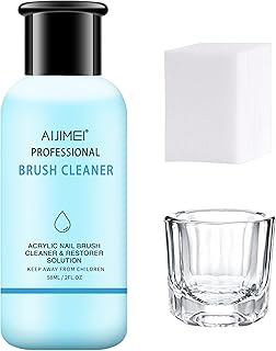 AIJIMEI Nail Brush Cleaner Gel Set Fast Cleaning Nail Brush Cleaner Easy To Use For Salons And Home Use Acrylic Nail Brush Cleaner Nail Art Brushes Cleaner, Paint Nail Brush Cleaner 1.96FL OZ