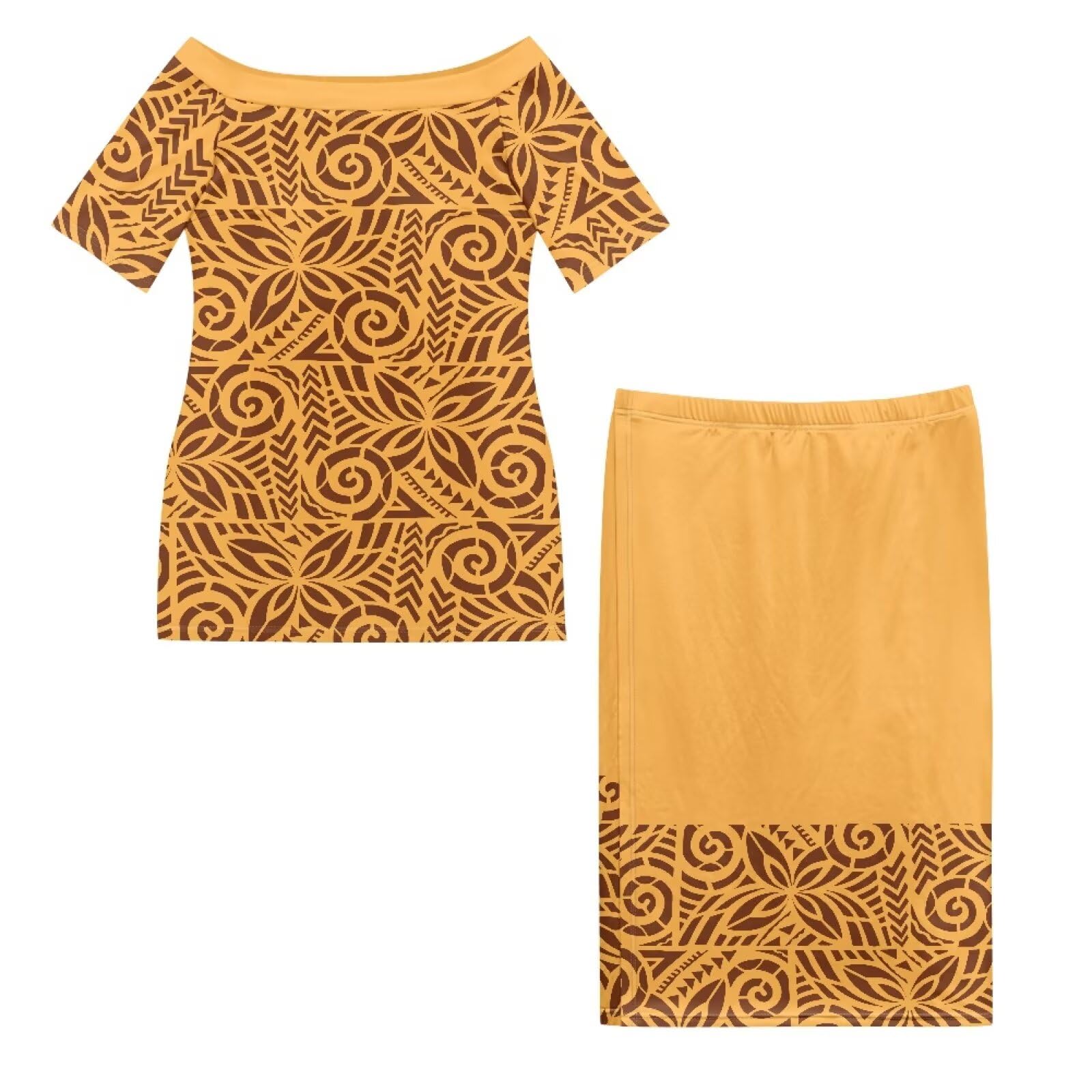 Polynesian Samoan Puletasi for Women Polyester - Spandex Island Attire with Floral Patterns Sizes S-4XL