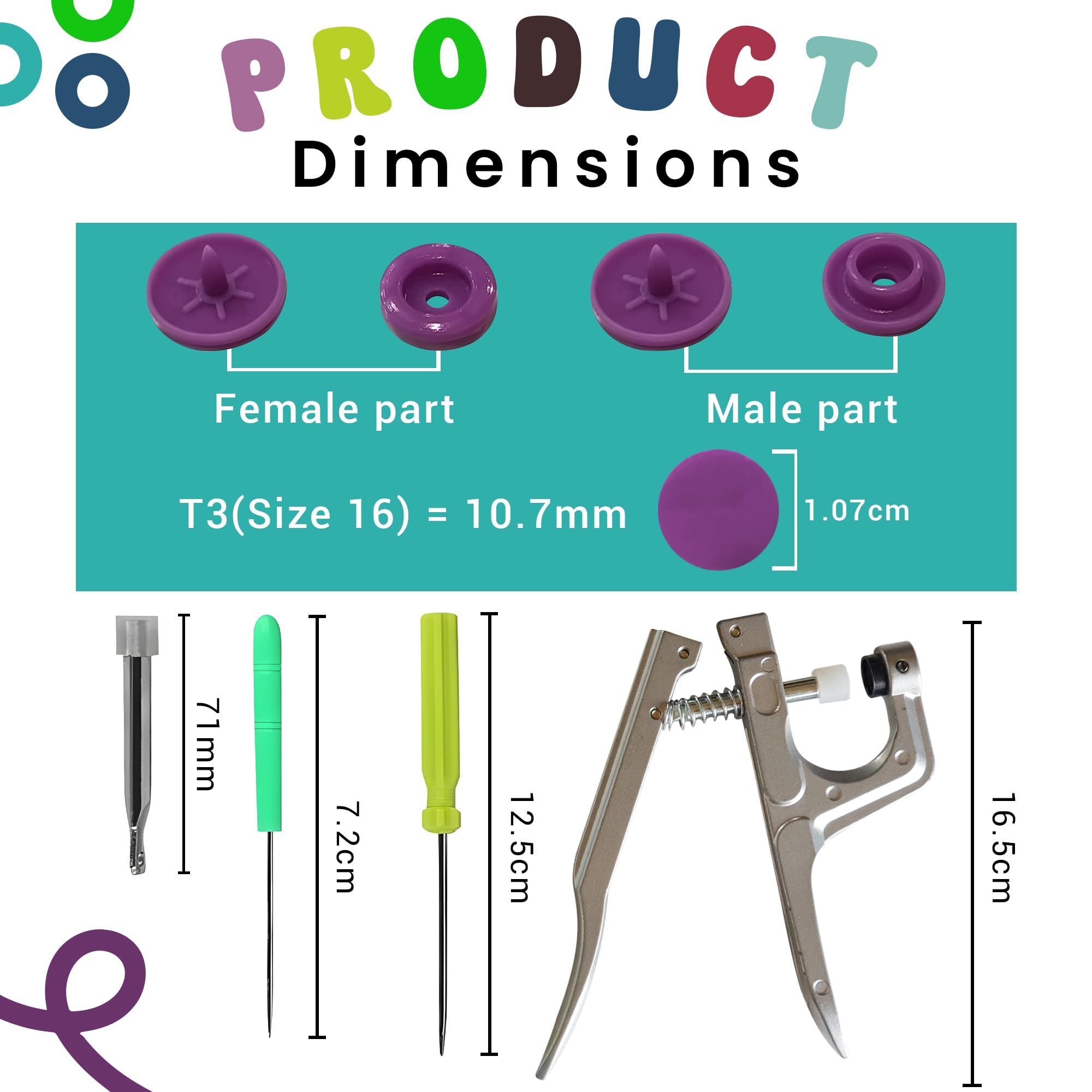 BetterJonny - Set di 400 bottoni automatici KAM in resina T5