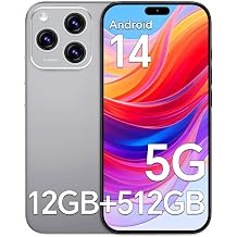 E16 PM Unlocked Android Phones, 5G Android 14 Cell Phones Unlocked, 12GB+512GB, 6.8" HD Screen, 5000mAh Battery, 108MP+48MP Dual Camera, Face ID & Dual SIM