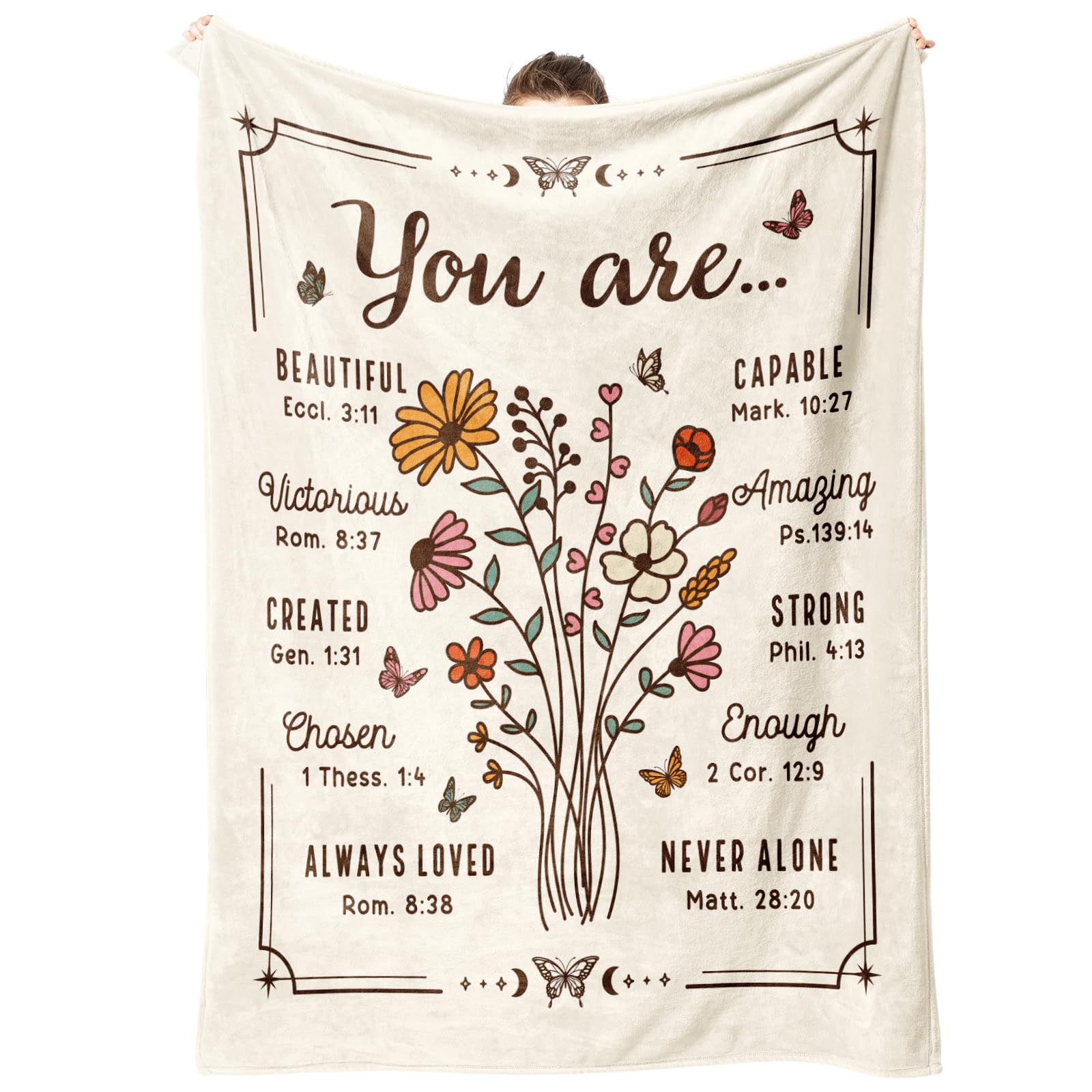 Christian Gifts for Women, Christian Floral Throw Blanket, Birthday Religious Gifts for Women Friendship, Inspirational Scripture Faith Gift for