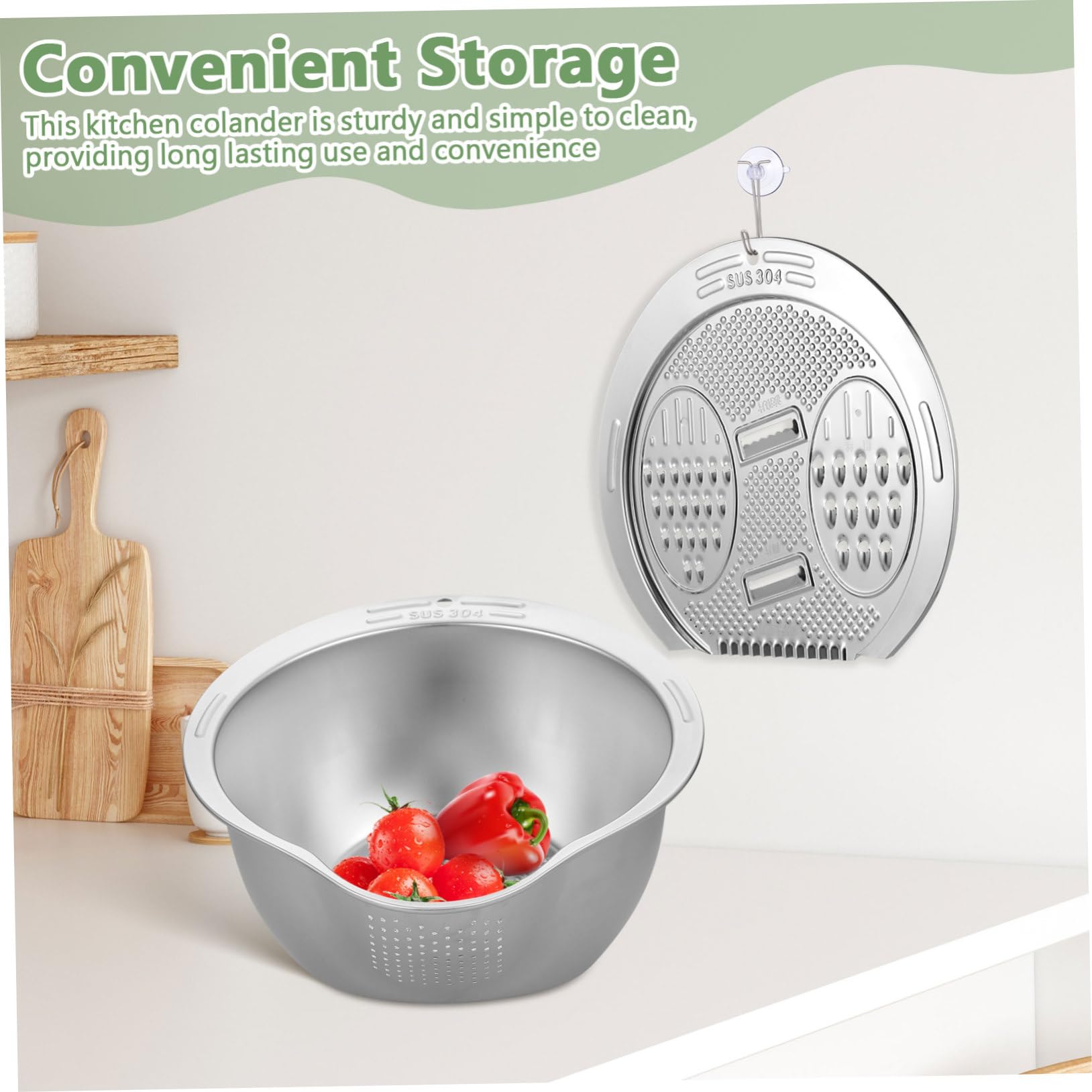 COLLBATH Scolapasta in Acciaio Inossidabile Ciotola Per Lavare Riso Verdure E Frutta Colino Multifunzionale Maniglia E Beccuccio Per Drenaggio Facile
