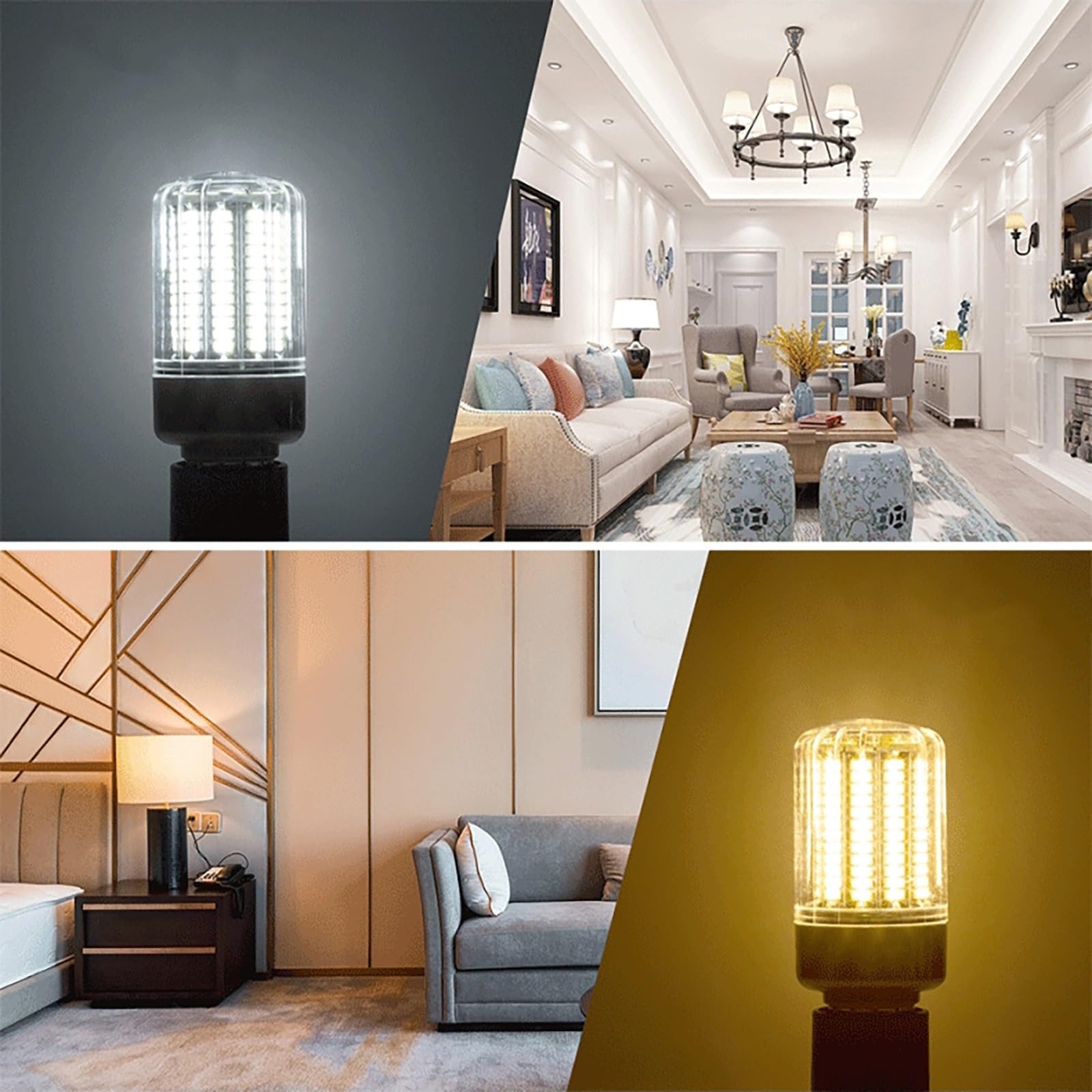 E27 led Bombilla 9W, 9W Equivalente a 90W halógeno, 5pcs led Bombillas, 900LM, AC85V-265V, ángulo de Haz de 360 ° para la iluminación del hogar(Warm White 3000k)