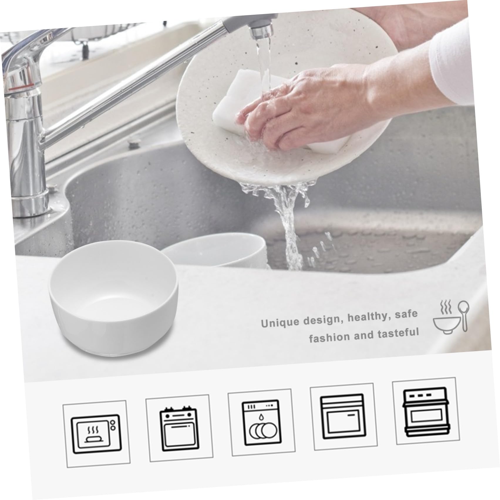 COLLBATH 4 Stück Weiße Keramik Nudelschalen mit Glatter Oberfläche Sichere Keramik Suppenbehälter für Vielzahl von Gerichten in Modernem Design