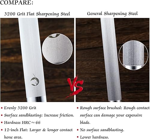 Miniatura 4 de Afilador de cuchillos de acero afilador de acero plano de 12 pulgadas Varilla de afilado para cuchillos de cocina Varilla de afilado de acero al