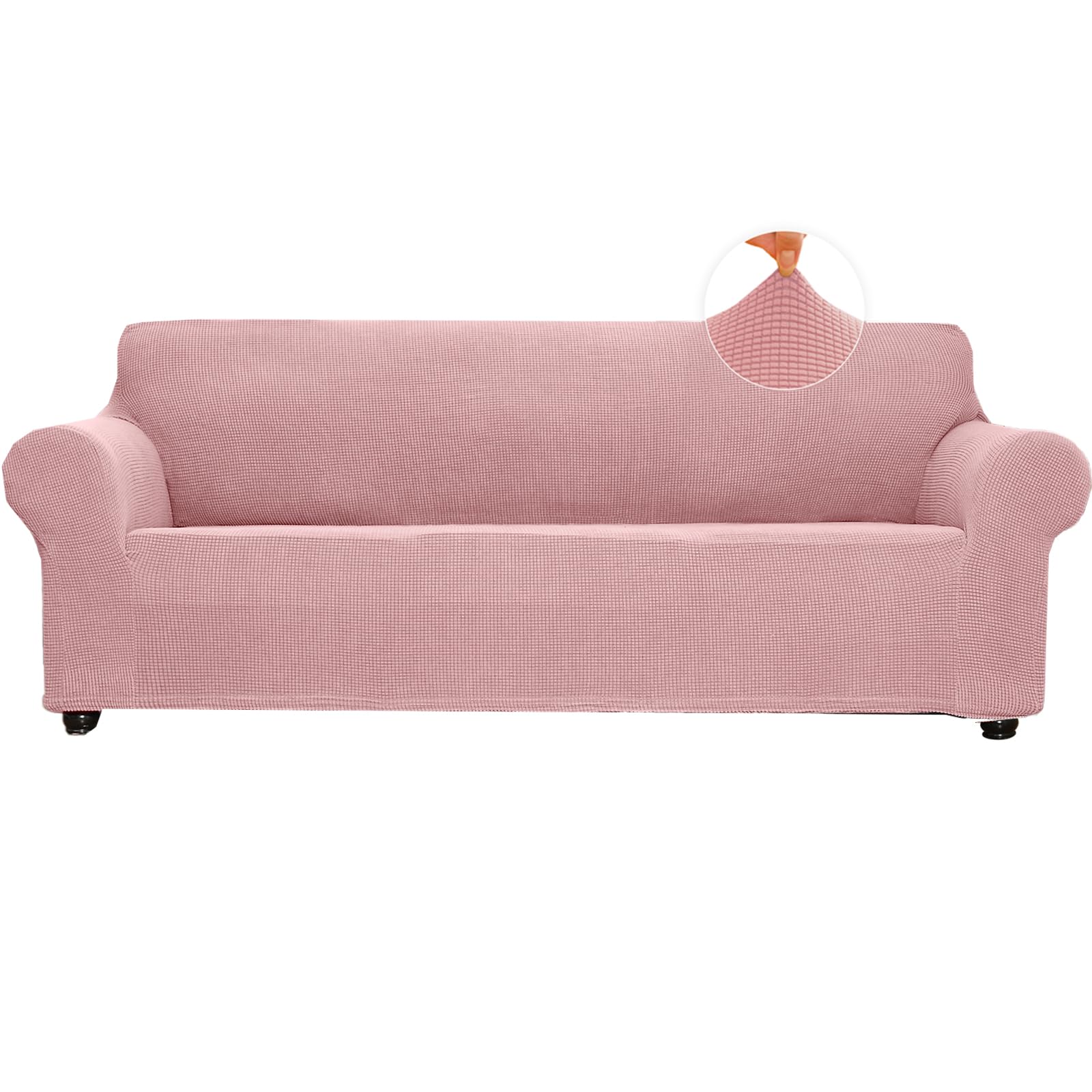 Qubjus Stretch Sofa Slipcover Loveseat Slipcovers for 2 Cushion Couch Soft Couch Cover Furniture Protector Jacquard Fabric Small Checks with Elastic