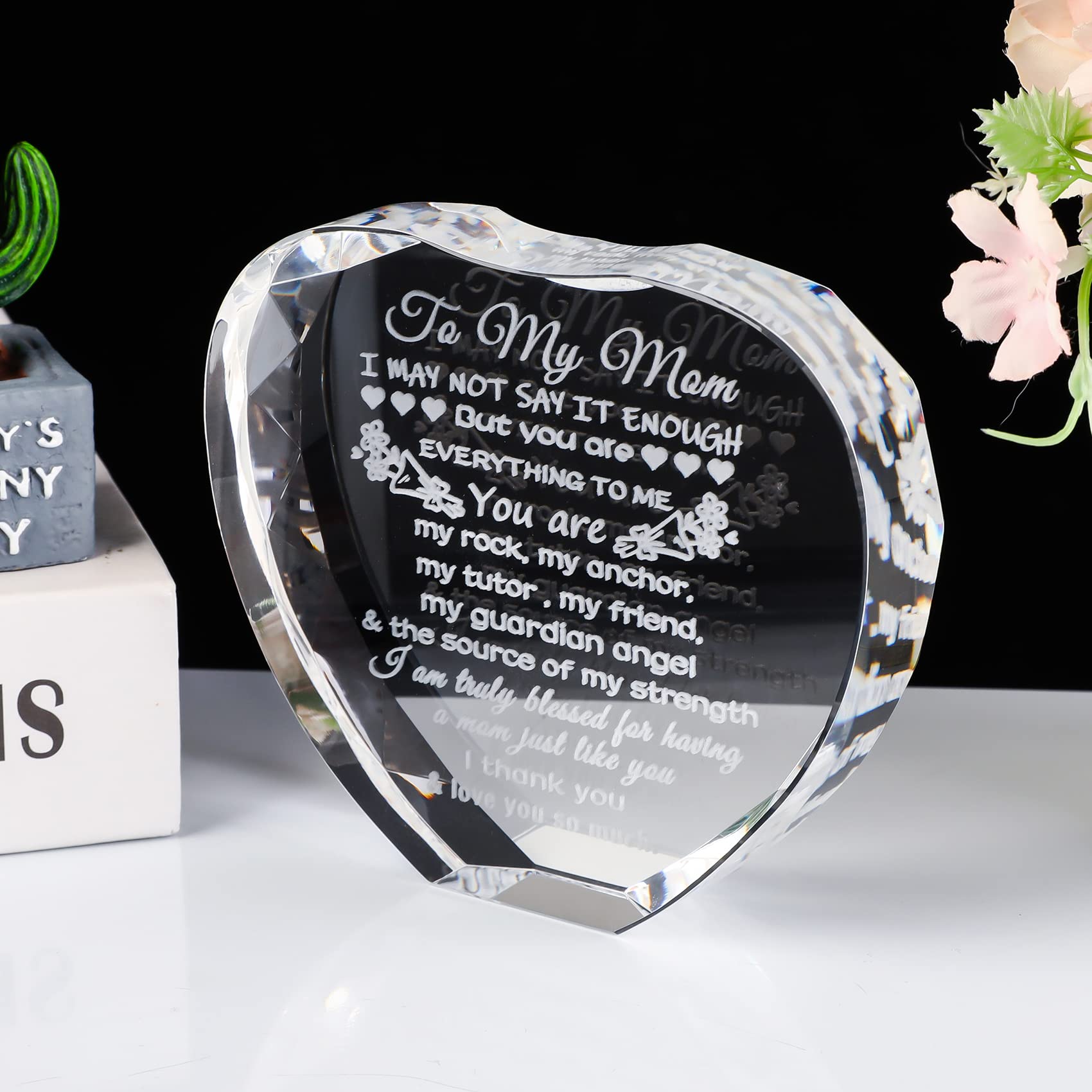 YWHL Cadeau Pour Belle-mère De La Part D'une Belle-fille, Cadeau D' Anniversaire, De Fête Des Mères Pour Belle-mère Avec Base Lumineuse Colorée, Cadeau Souvenir En Cristal Pour Belle-mère Pour Noël