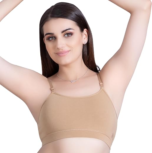 TRYLO Riza TEEN-13 Cotton Non-Padded Non-Wired Beginners Bra for Teenagers Girls with Detachable Straps Available Size in ...