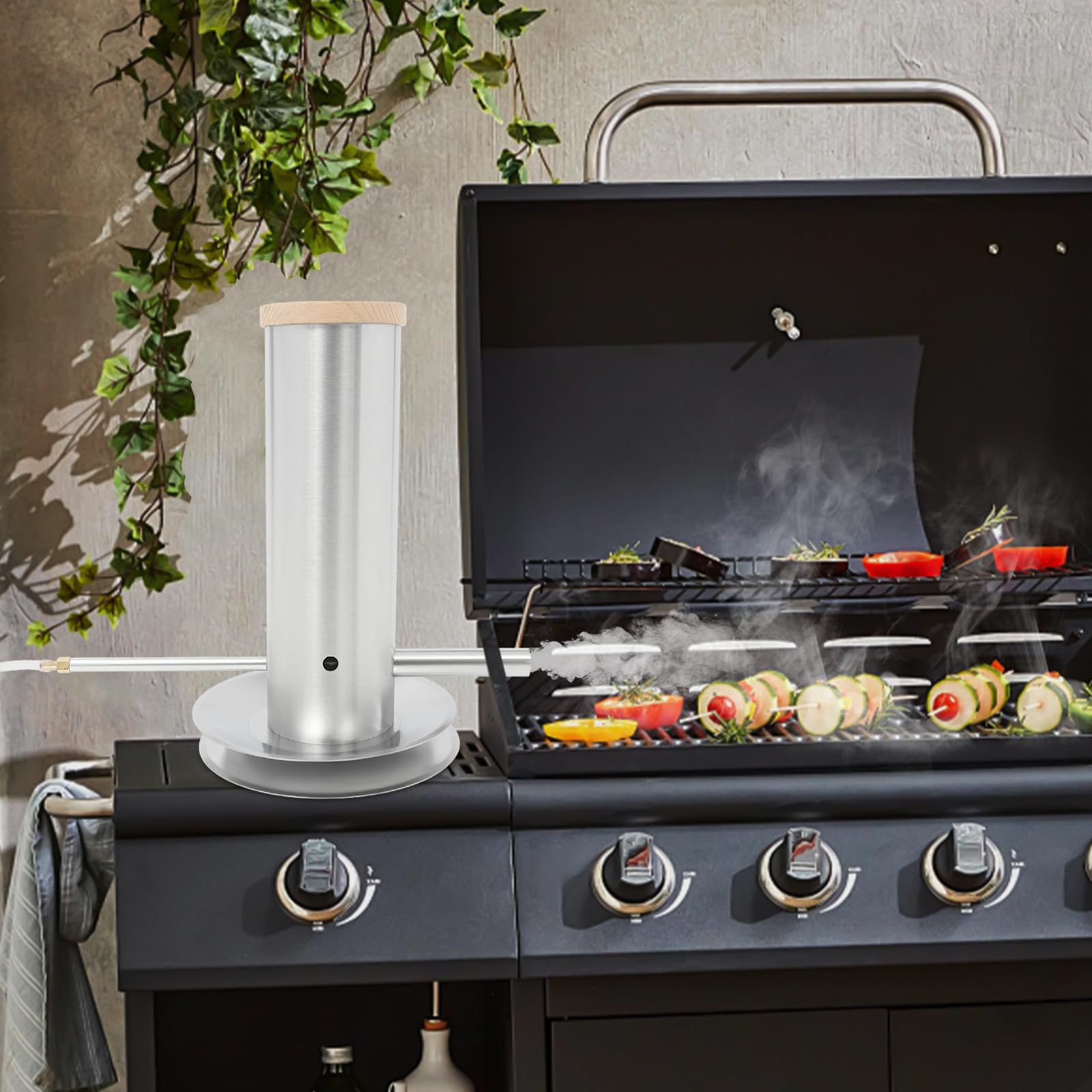 Generatore elettrico di fumo freddo – forno per affumicare alimenti, generatore di fumo freddo con coperchio e pompa ad aria, forno elettrico compatibile con barbecue a gas/carbone