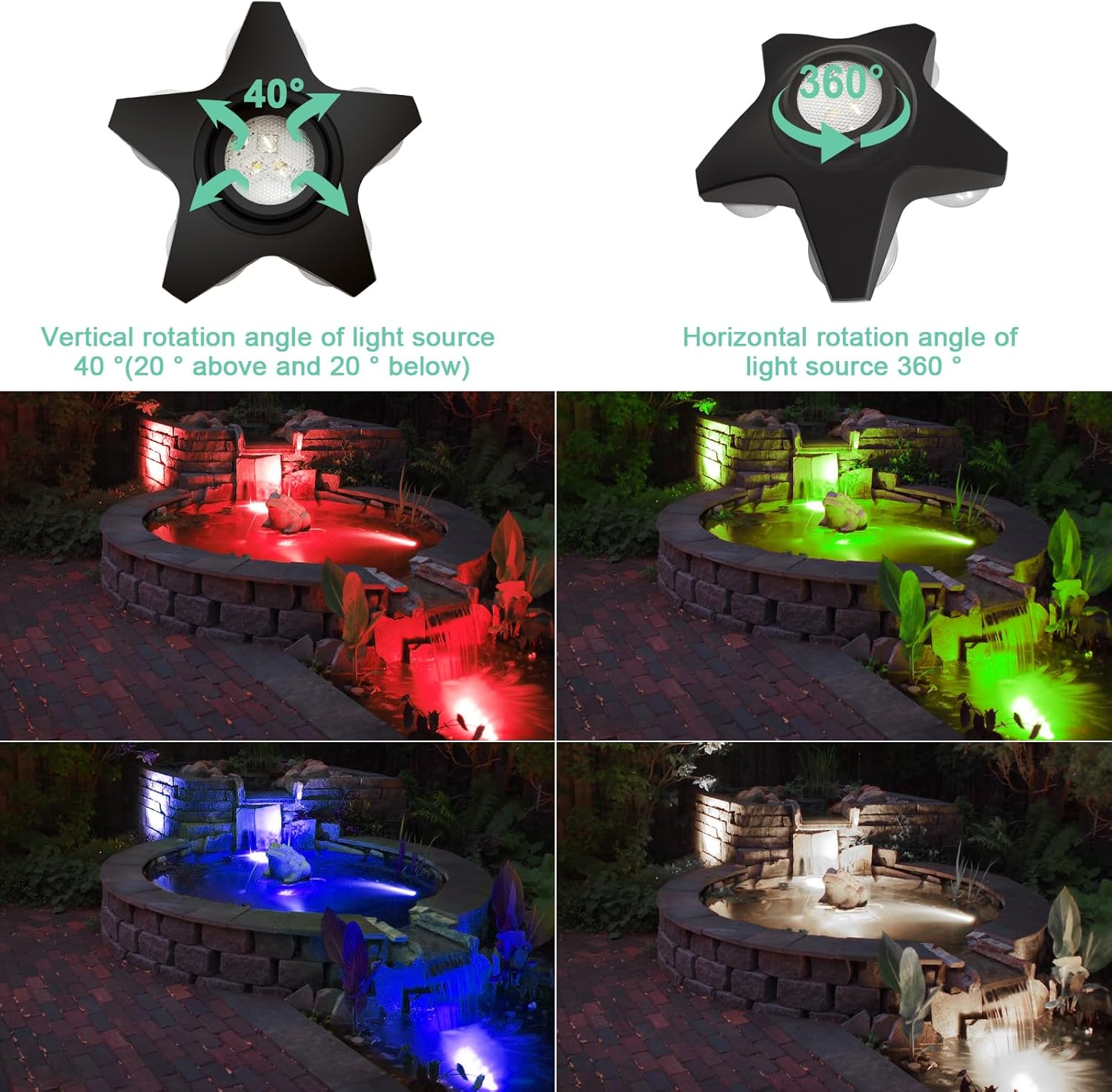 Submersible Pool Lights, Waterproof RGB LED Ground Light for Swimming Pool, Pond, Fountain, Aquarium, Low Voltage Remote Control Indoor/Outdoor/Underwater Decor Pond Lights (46ft)